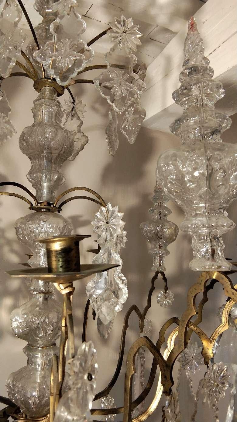 19th Century French Brass Crystal Chandelier In Good Condition For Sale In Lectoure, Occitanie