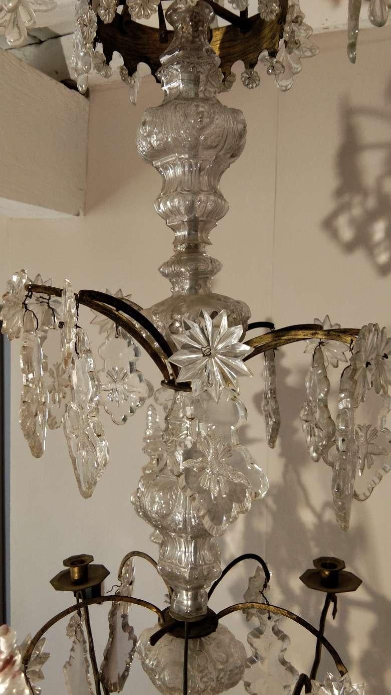 19th Century French Brass Crystal Chandelier For Sale 2