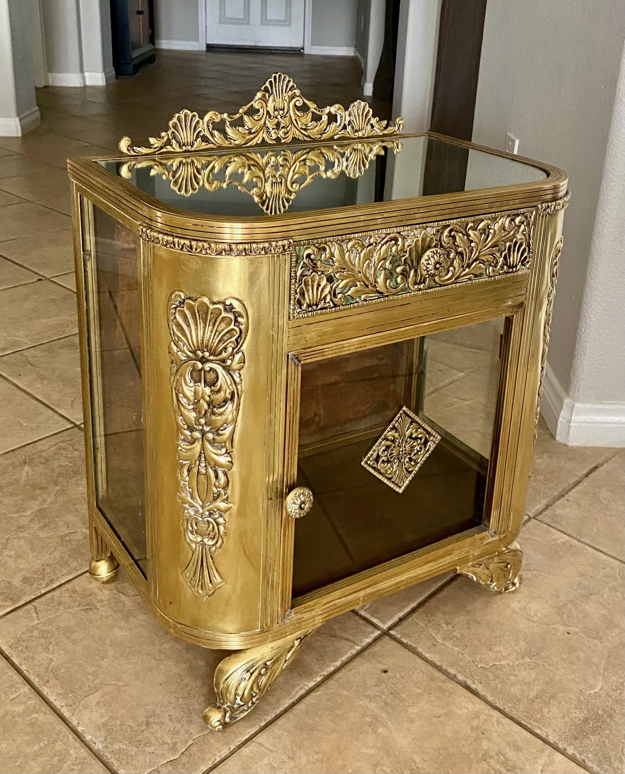 19th Century French Brass Display Cabinet  1