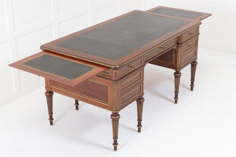 19th Century French Brass Inlaid Mahogany Desk For Sale 8