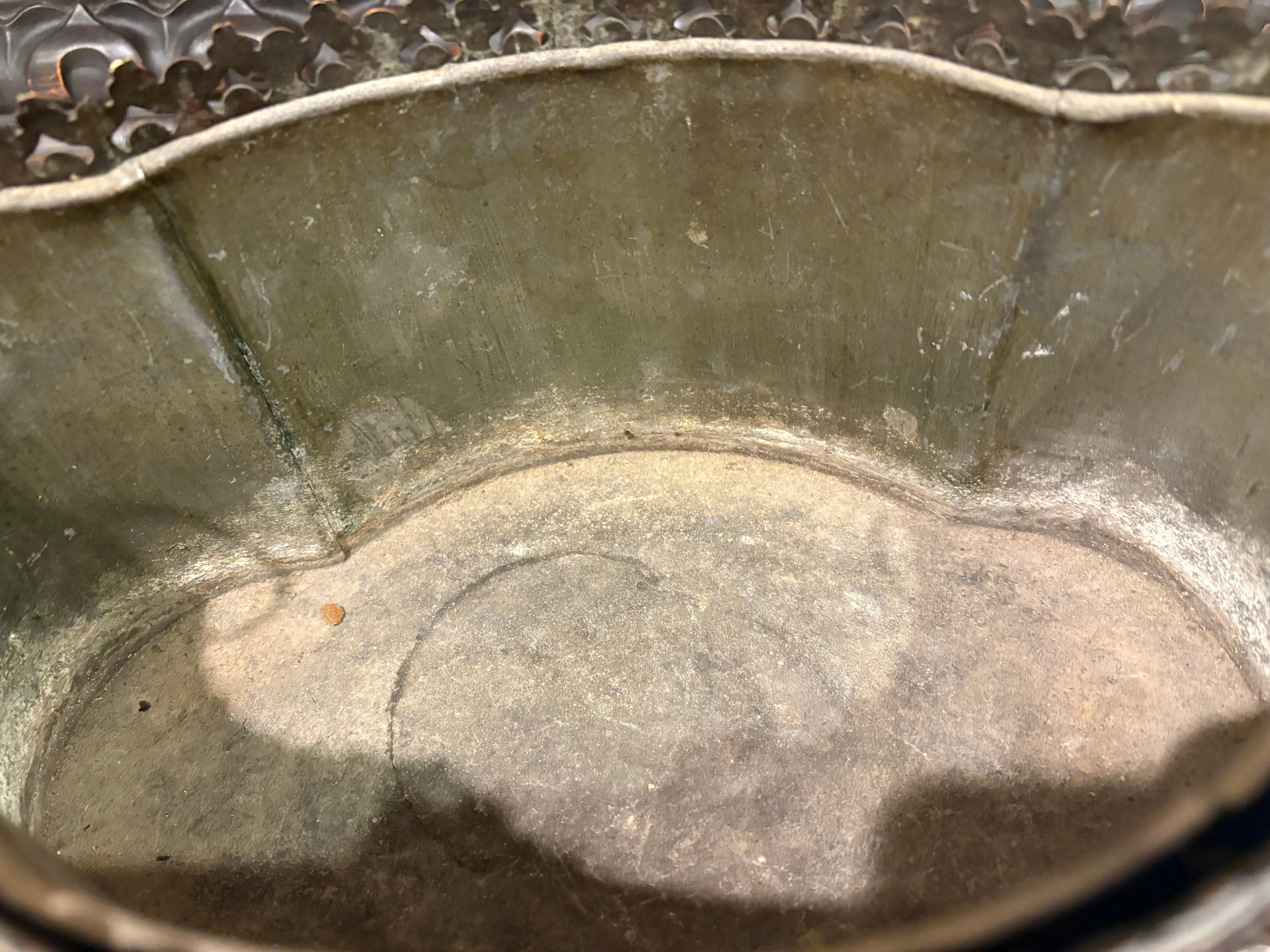 19th century French Brass Jardiniere on feet with tin liner 1