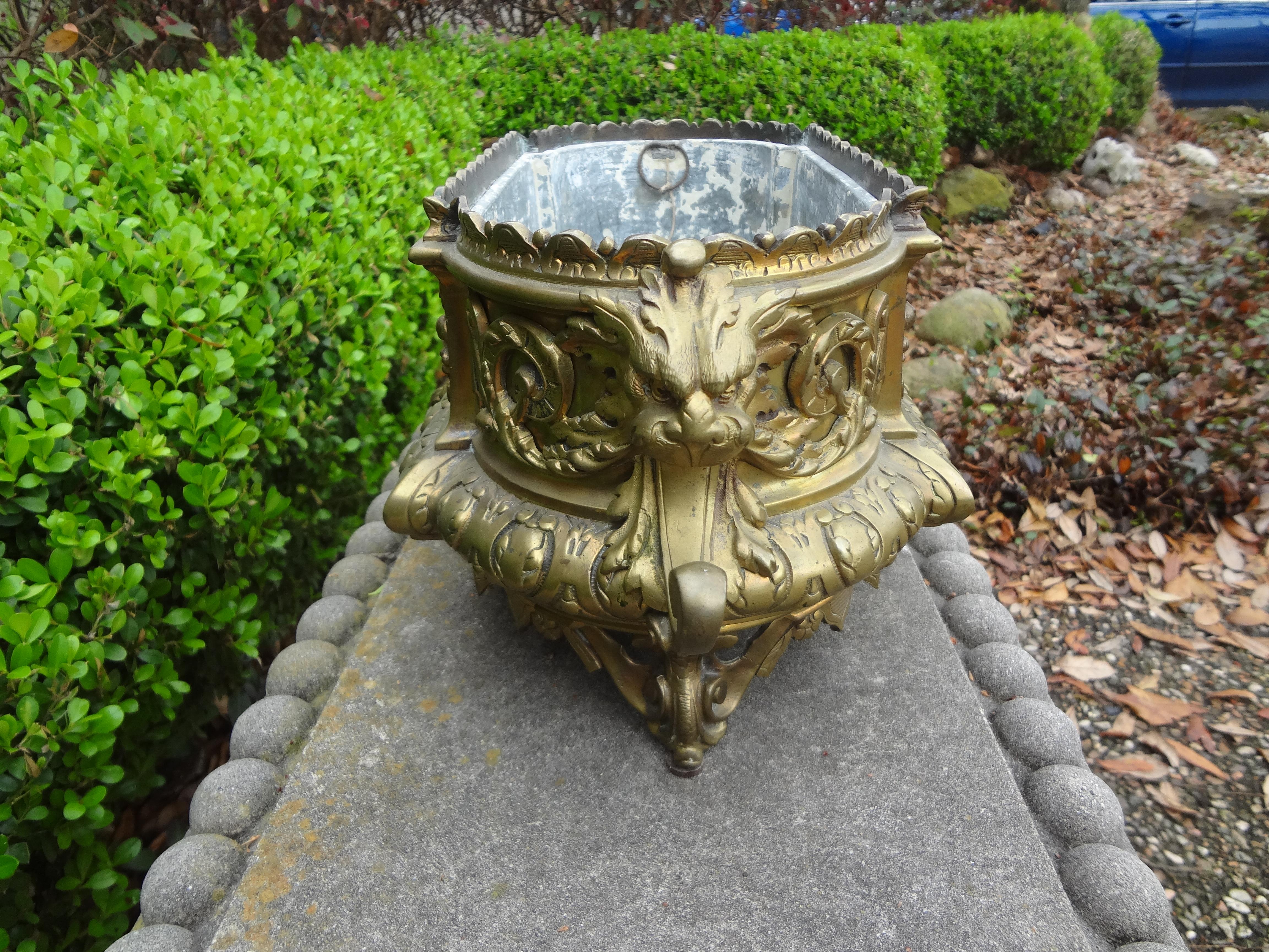 19th Century  French Brass Jardinière or Planter In Good Condition For Sale In Houston, TX