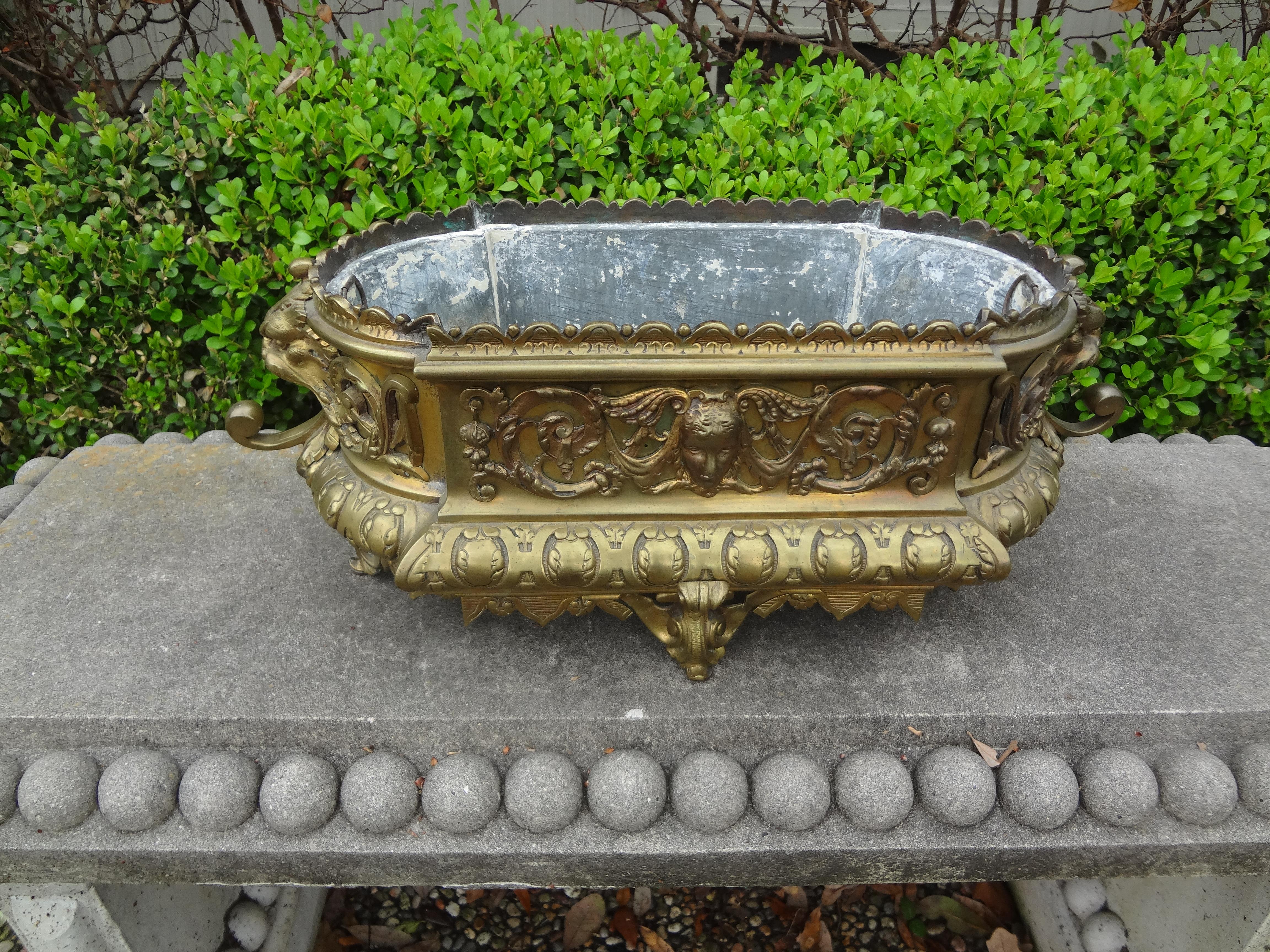 Mid-19th Century 19th Century, French, Brass Jardinière or Planter For Sale