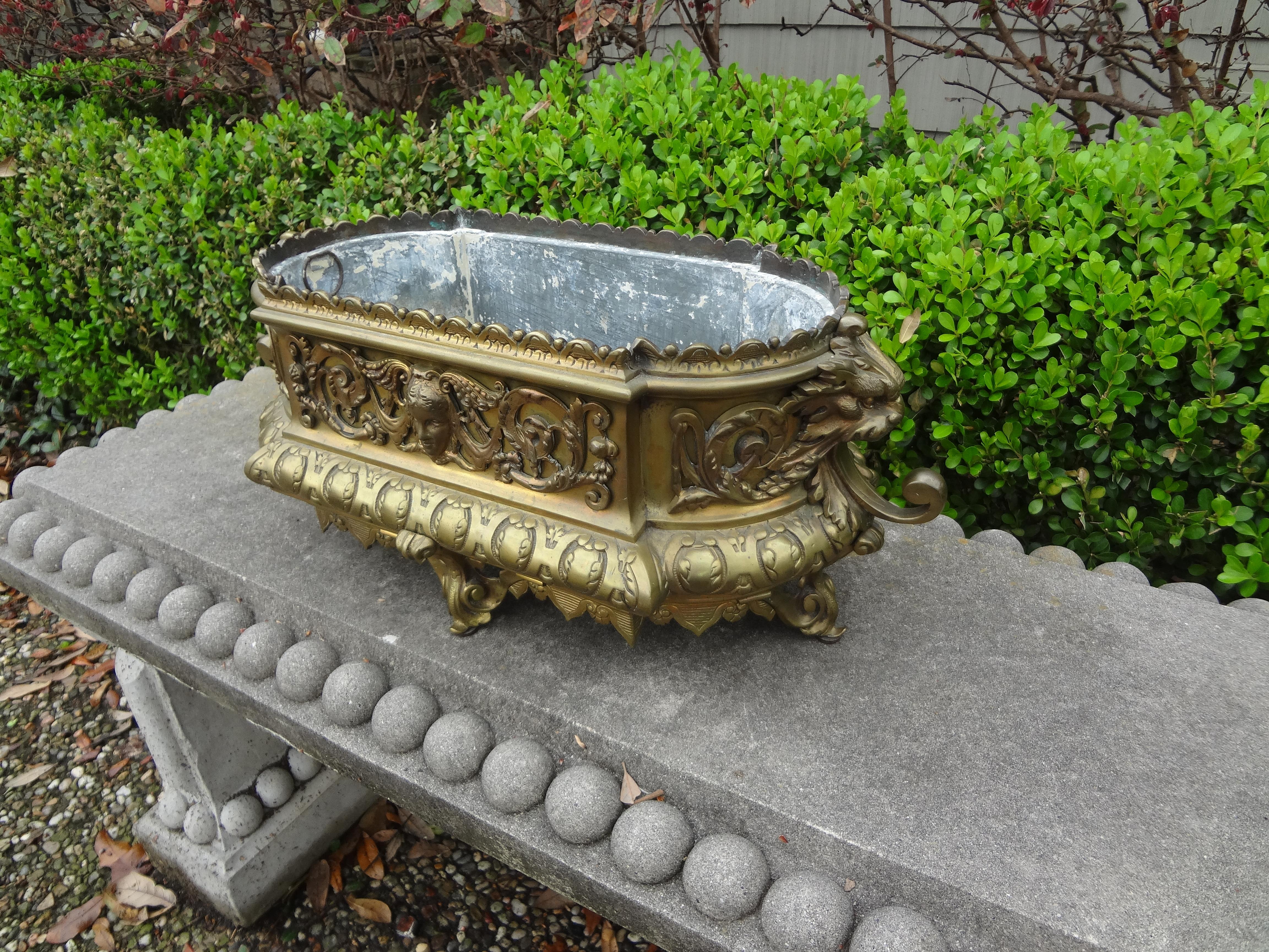 19th Century, French, Brass Jardinière or Planter For Sale 2