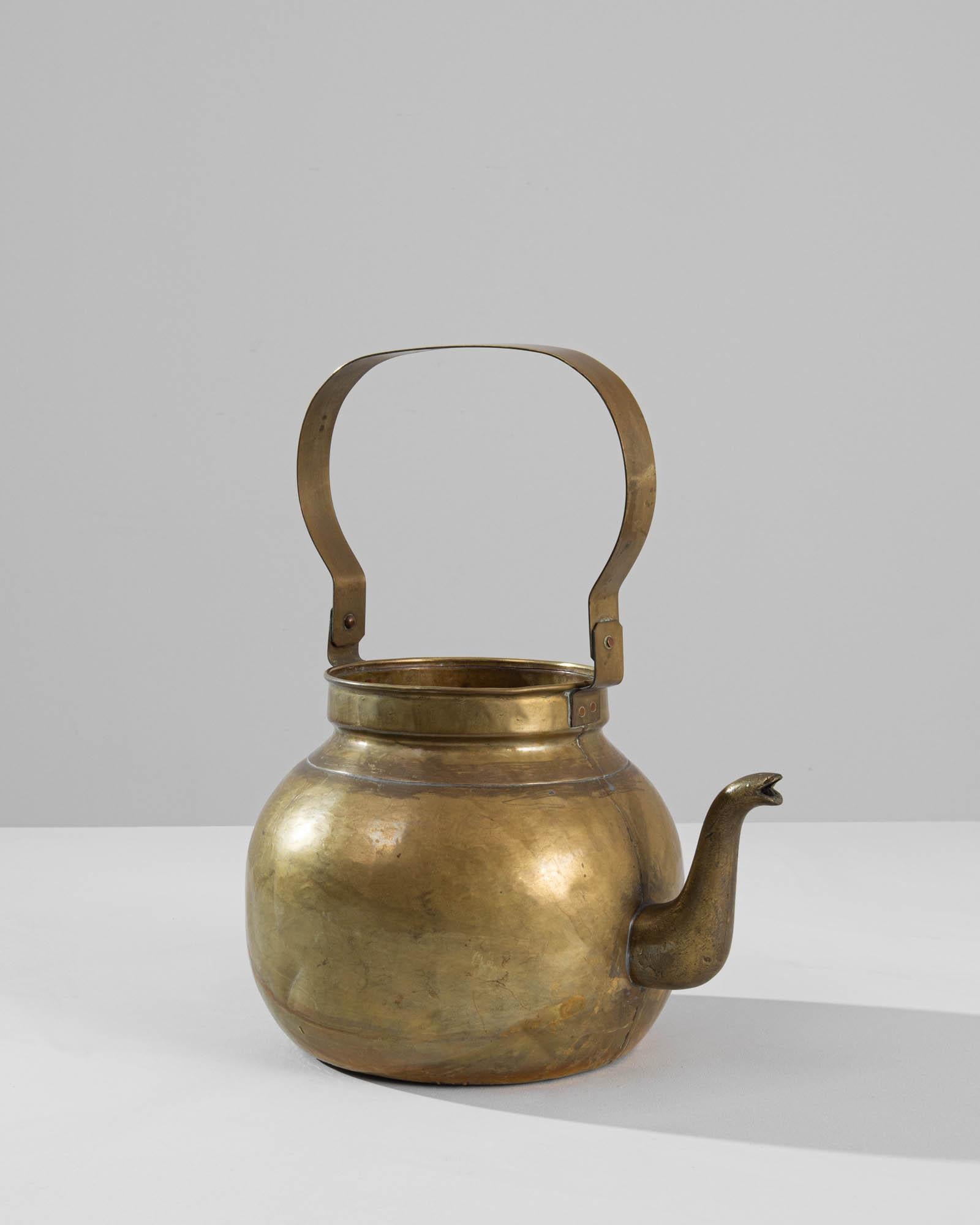 19th Century French Brass Kettle In Good Condition In High Point, NC