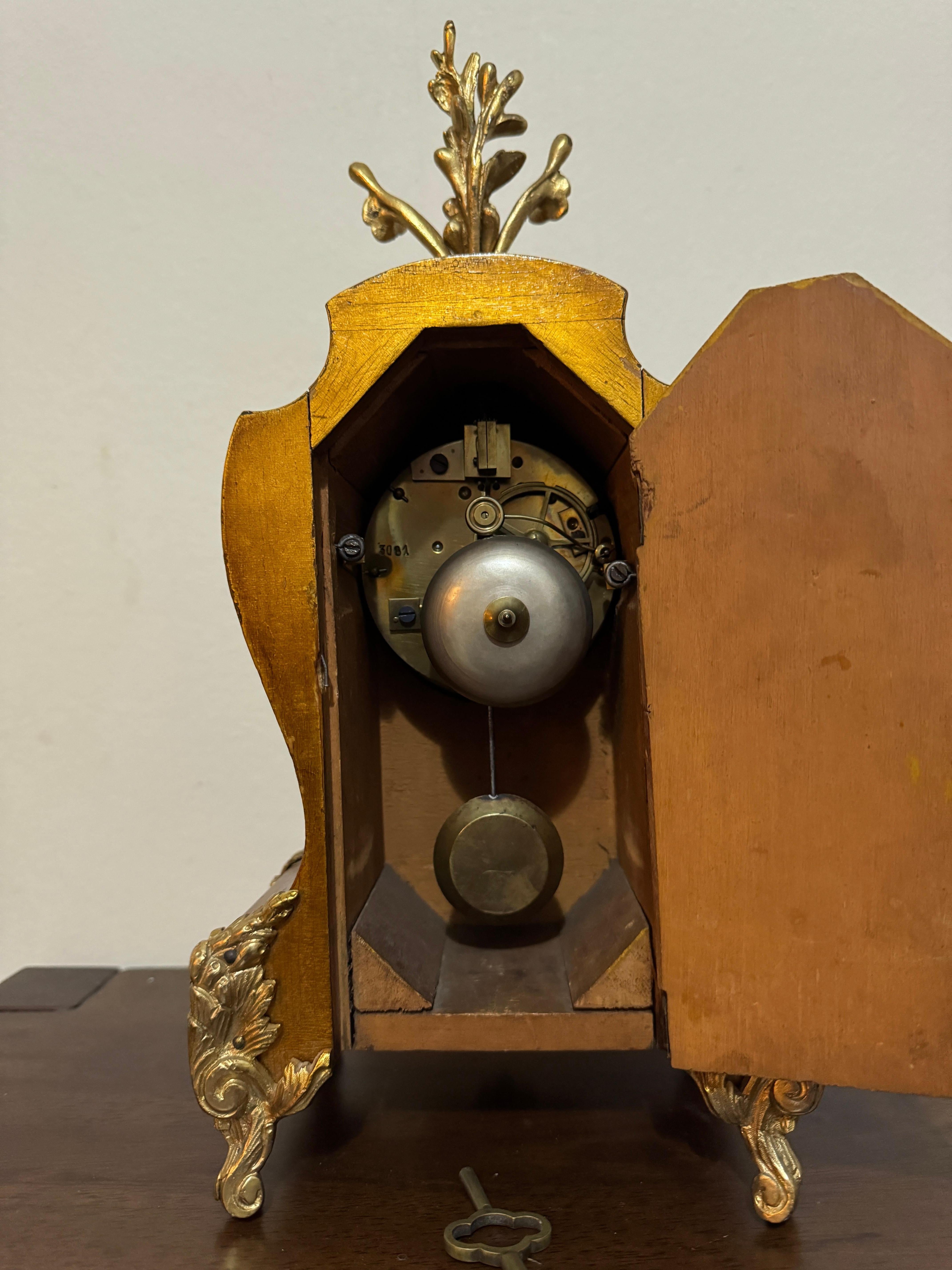 19th Century French brass mounted Louis XV-style mantel clock For Sale 9