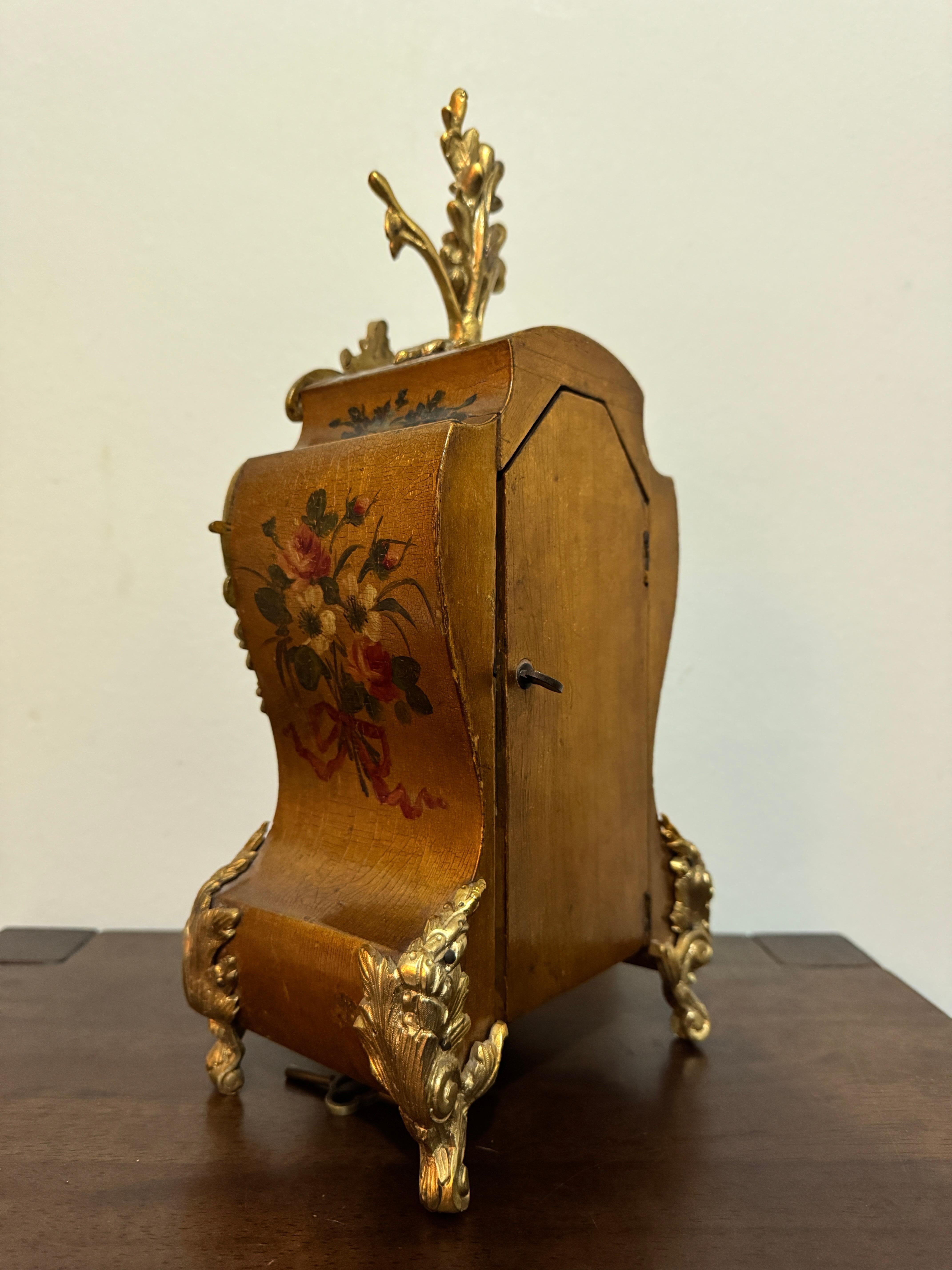Metal 19th Century French brass mounted Louis XV-style mantel clock For Sale