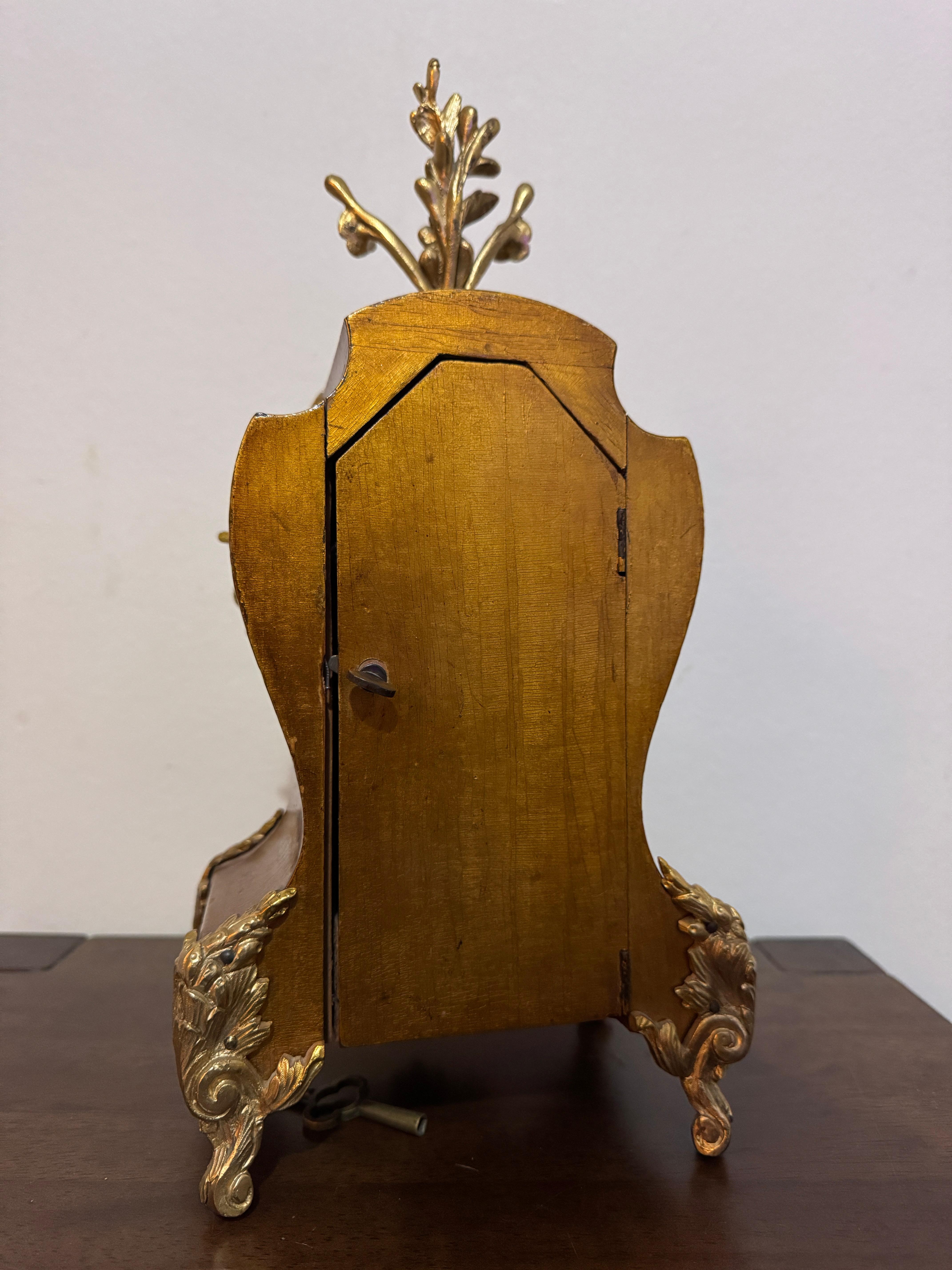19th Century French brass mounted Louis XV-style mantel clock For Sale 1
