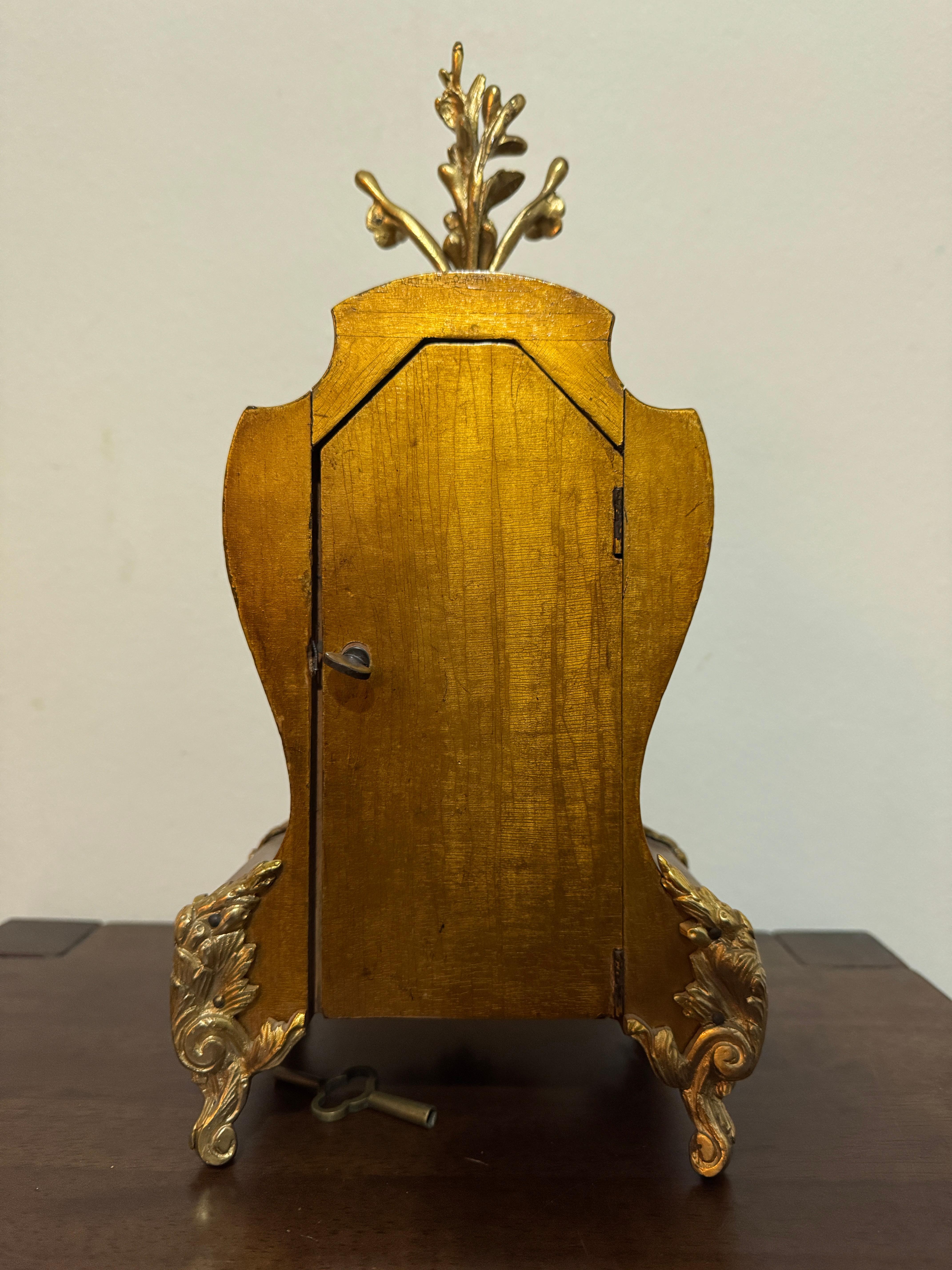 19th Century French brass mounted Louis XV-style mantel clock For Sale 2