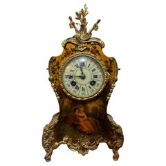 Antique 19th Century French brass mounted Louis XV-style mantel clock