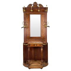 Antique 19th Century French Brass-Mounted Mahogany & Marble "Porte Manteau" Hall Tree
