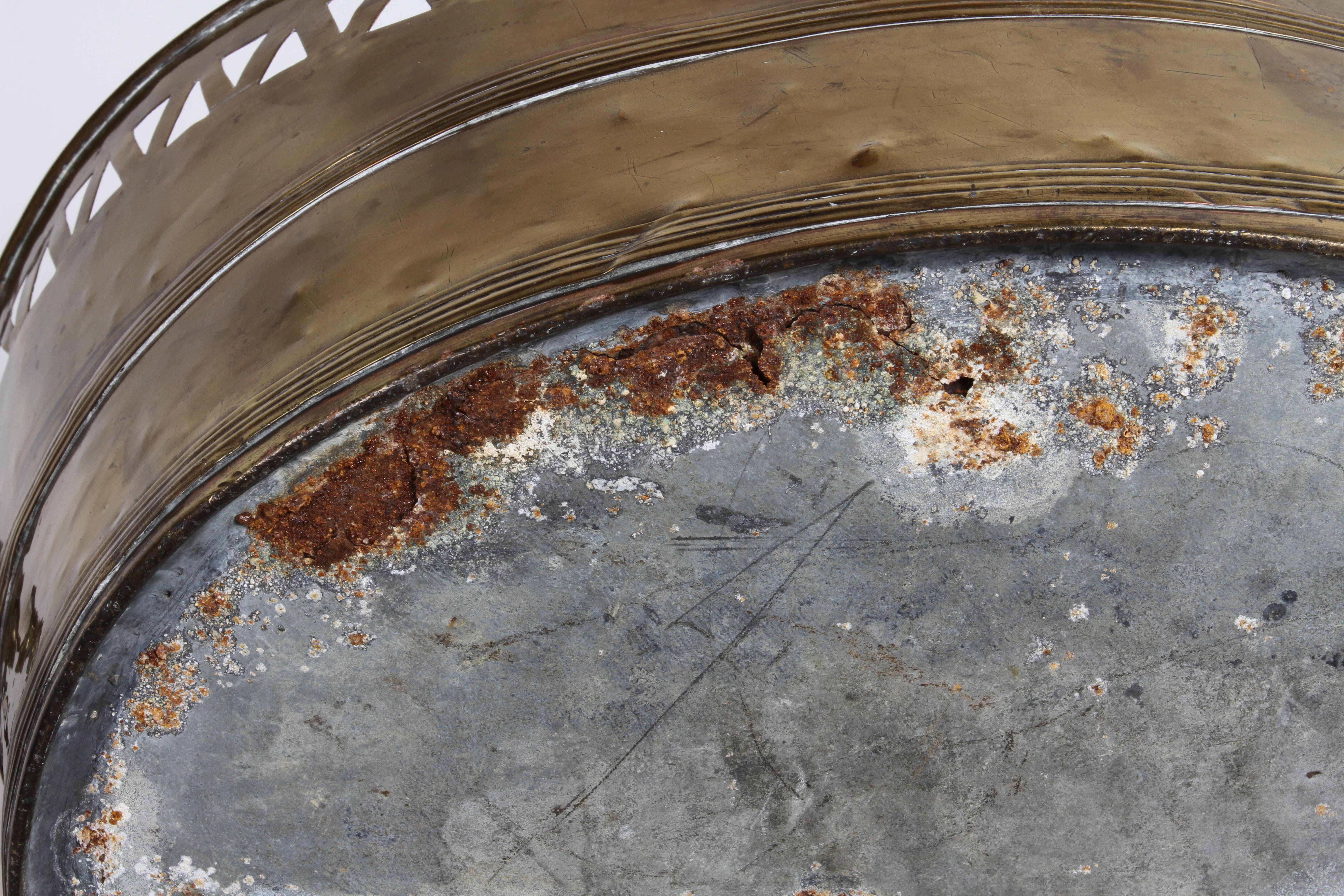 19th Century French Brass Oval Jardinière with Pierced Design & Lions Heads For Sale 10