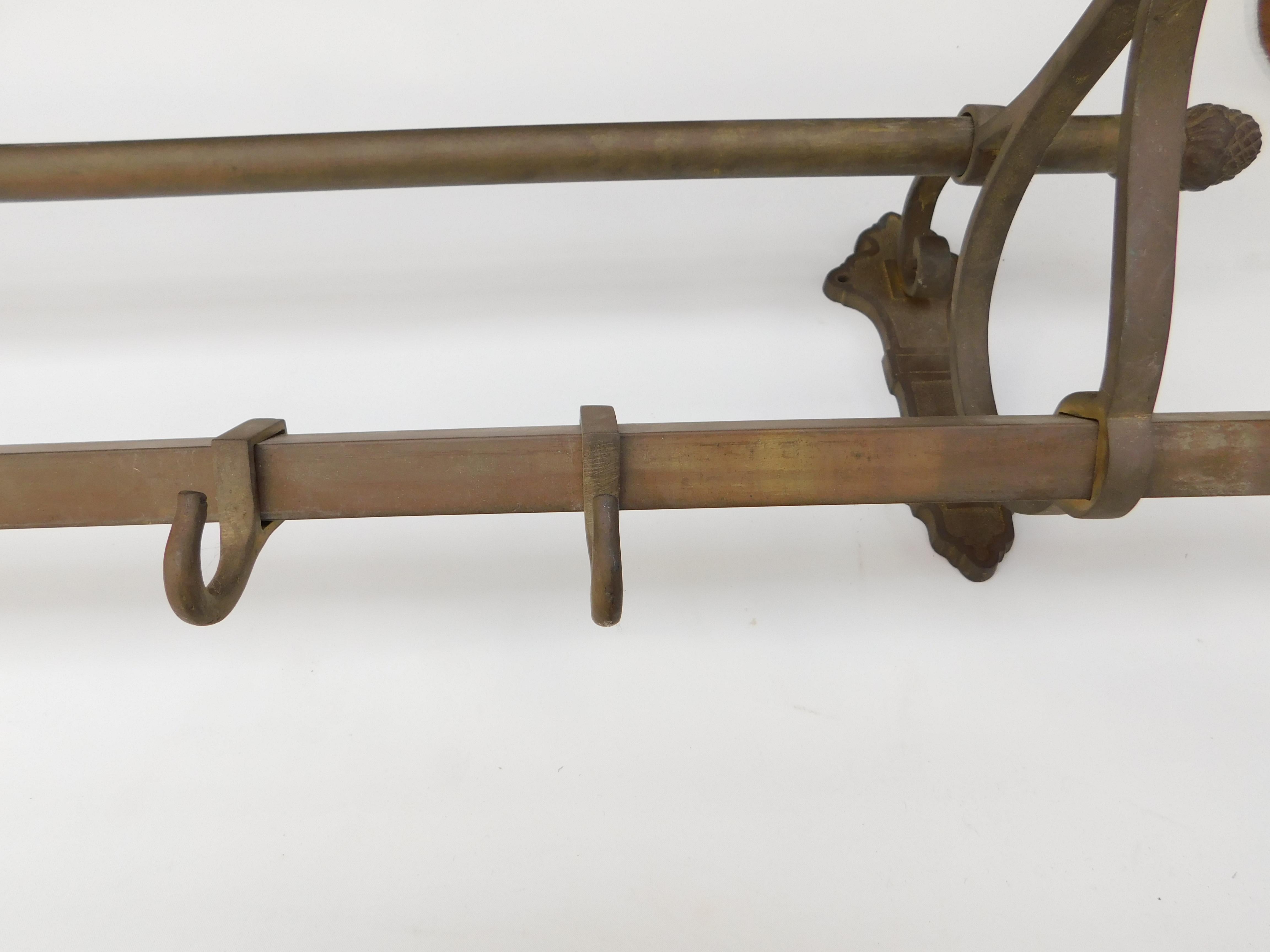 19th Century French Brass Rack with Hooks 1
