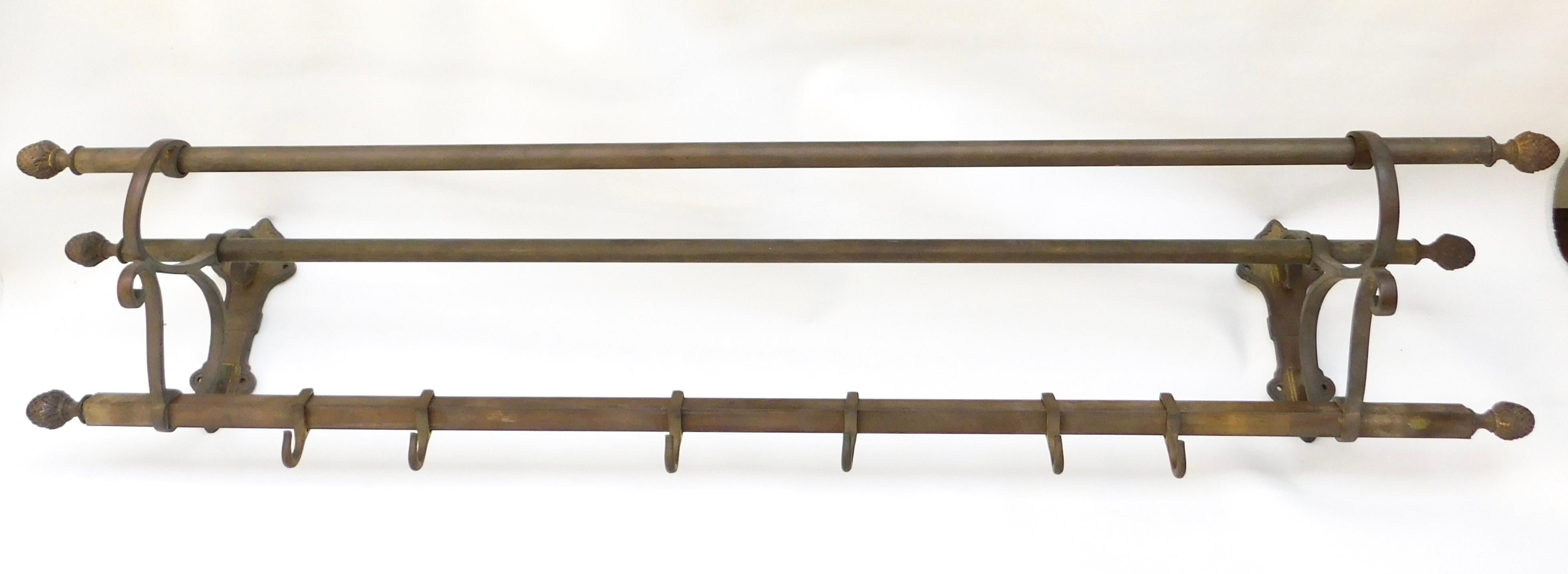 19th Century French Brass Rack with Hooks 2