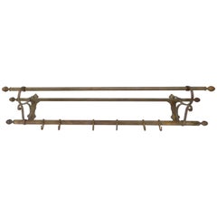 19th Century French Brass Rack with Hooks