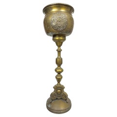 Antique 19th Century French Brass Repoussé Cachepot or Planter