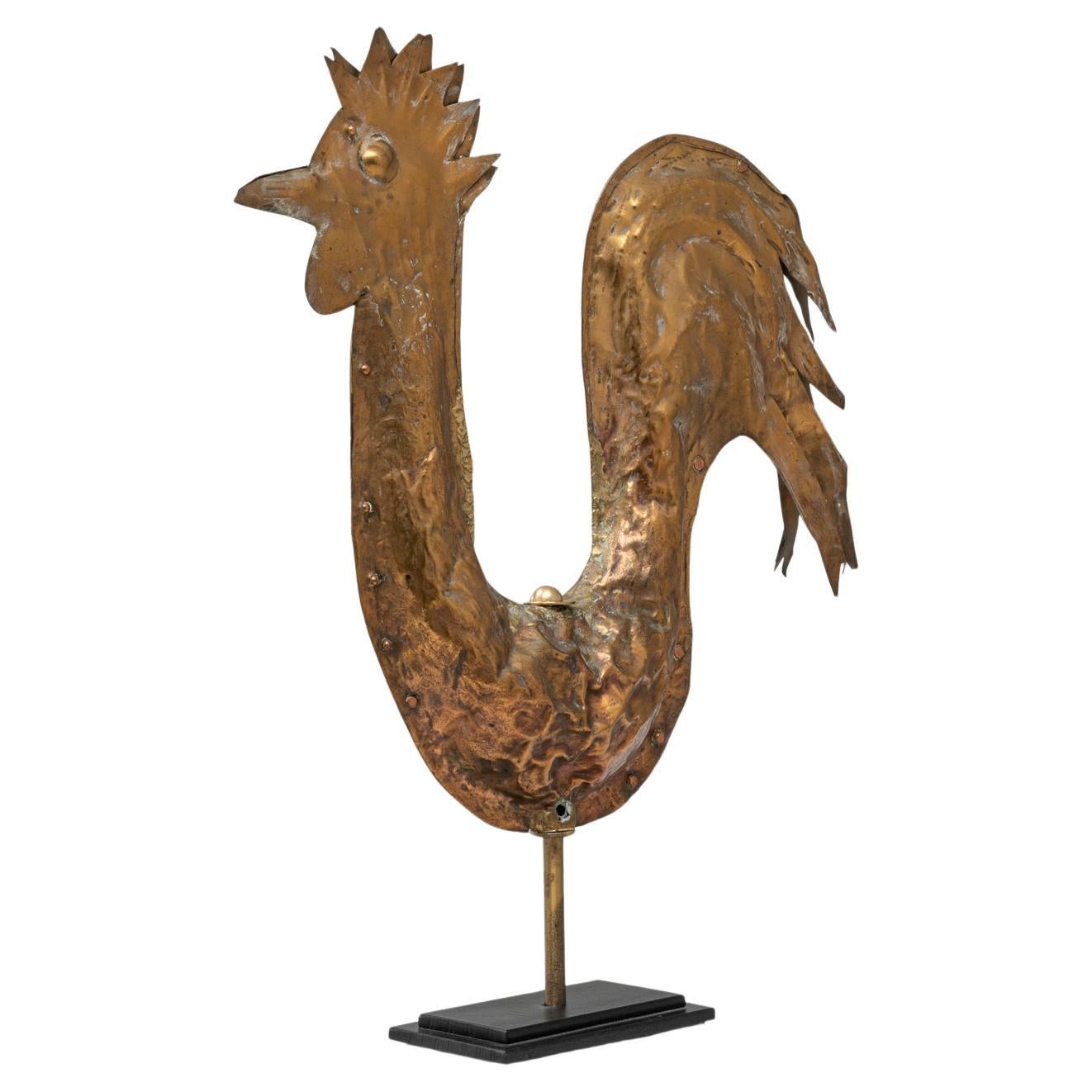 Gallo francese del XIX secolo in ottone su base di metallo