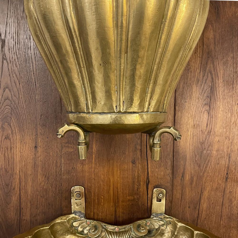 19th Century French Brass Wall Fountain, Lavabo For Sale 5