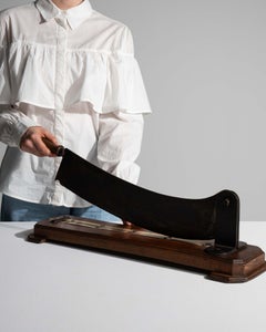 19th Century French Bread Cutter Guillotine with Chocolate Wood Finish