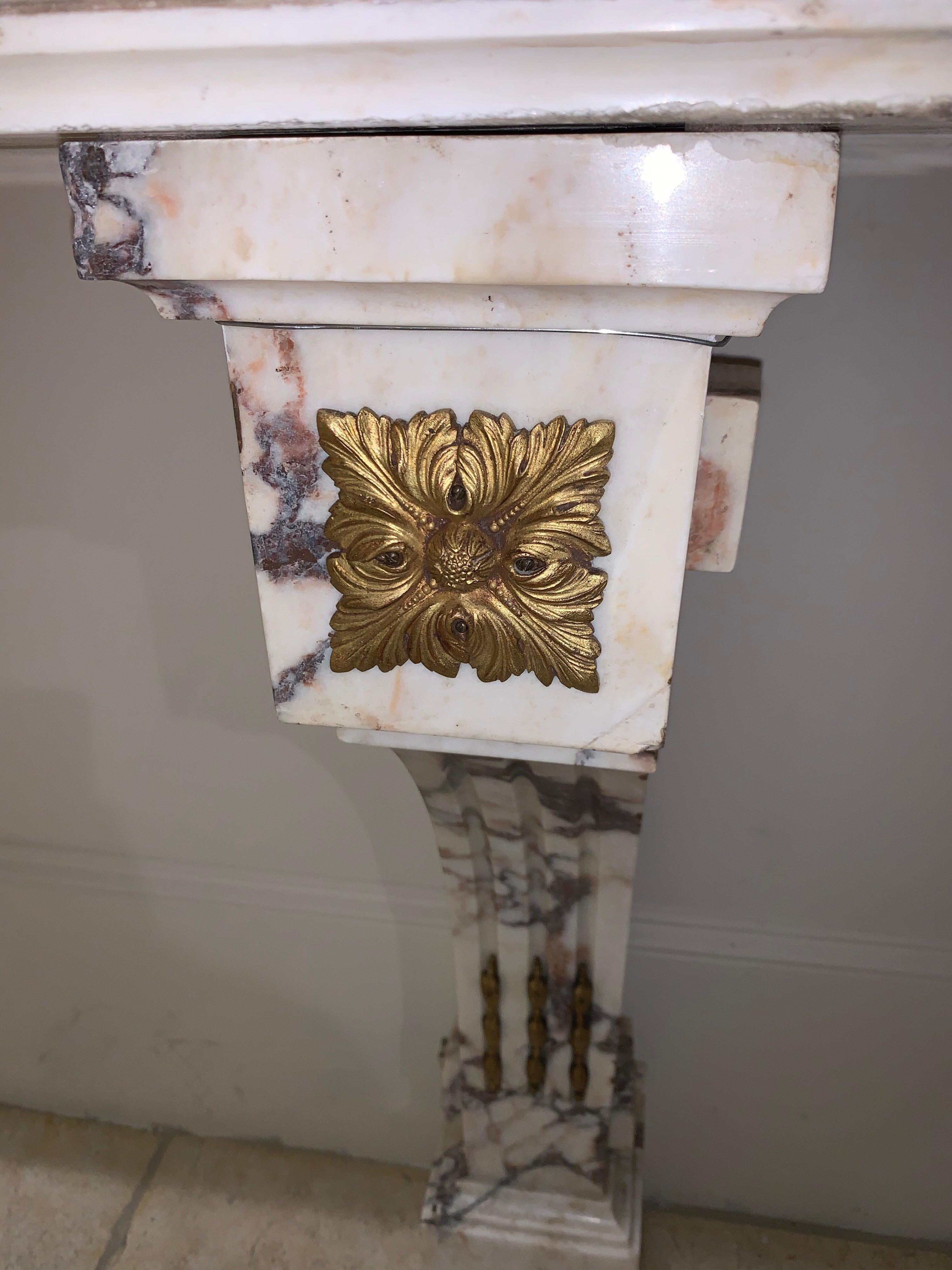 19th Century French Breccia Violetta Marble Console In Good Condition In Dallas, TX