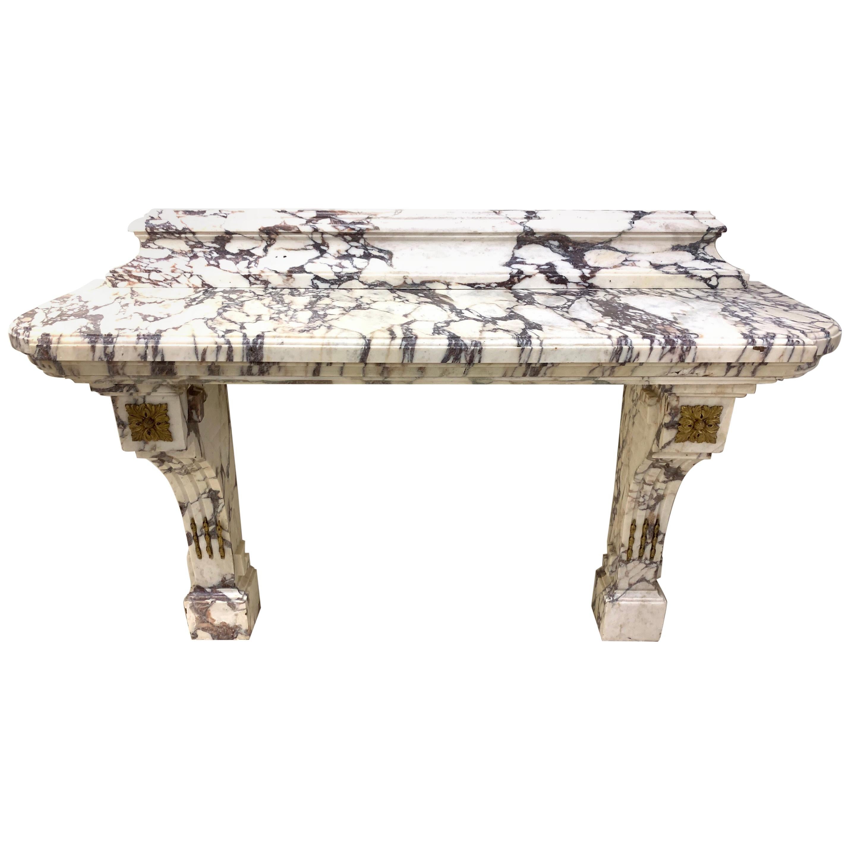 19th Century French Breccia Violetta Marble Console