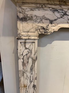 19th Century French Breccia Violetta Marble Mantel