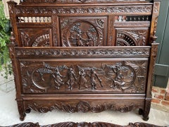 19th century French Breton Bed Carved Oak Brittany Wedding French Country