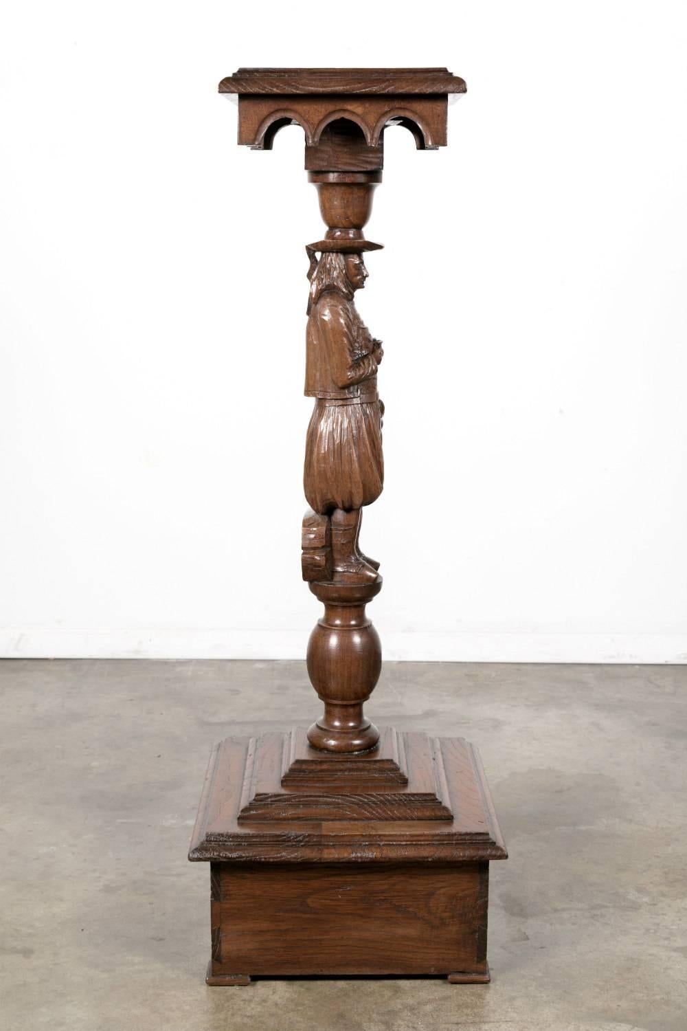 19th Century French Breton Carved Chestnut Figural Plant Stand 9