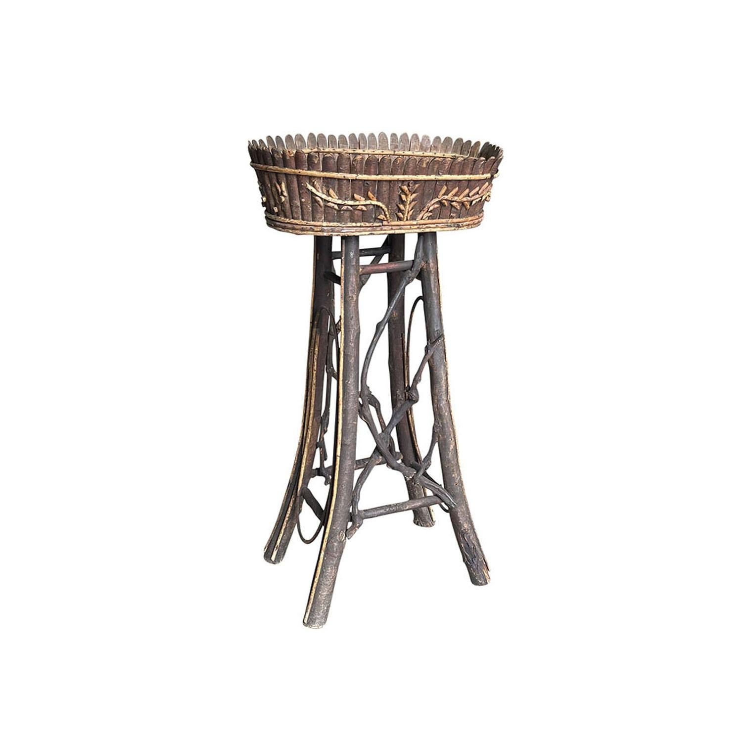 Wood 19th Century French Brienzer Style Jardiniere Haute Savoie - Antique Flower Basi For Sale