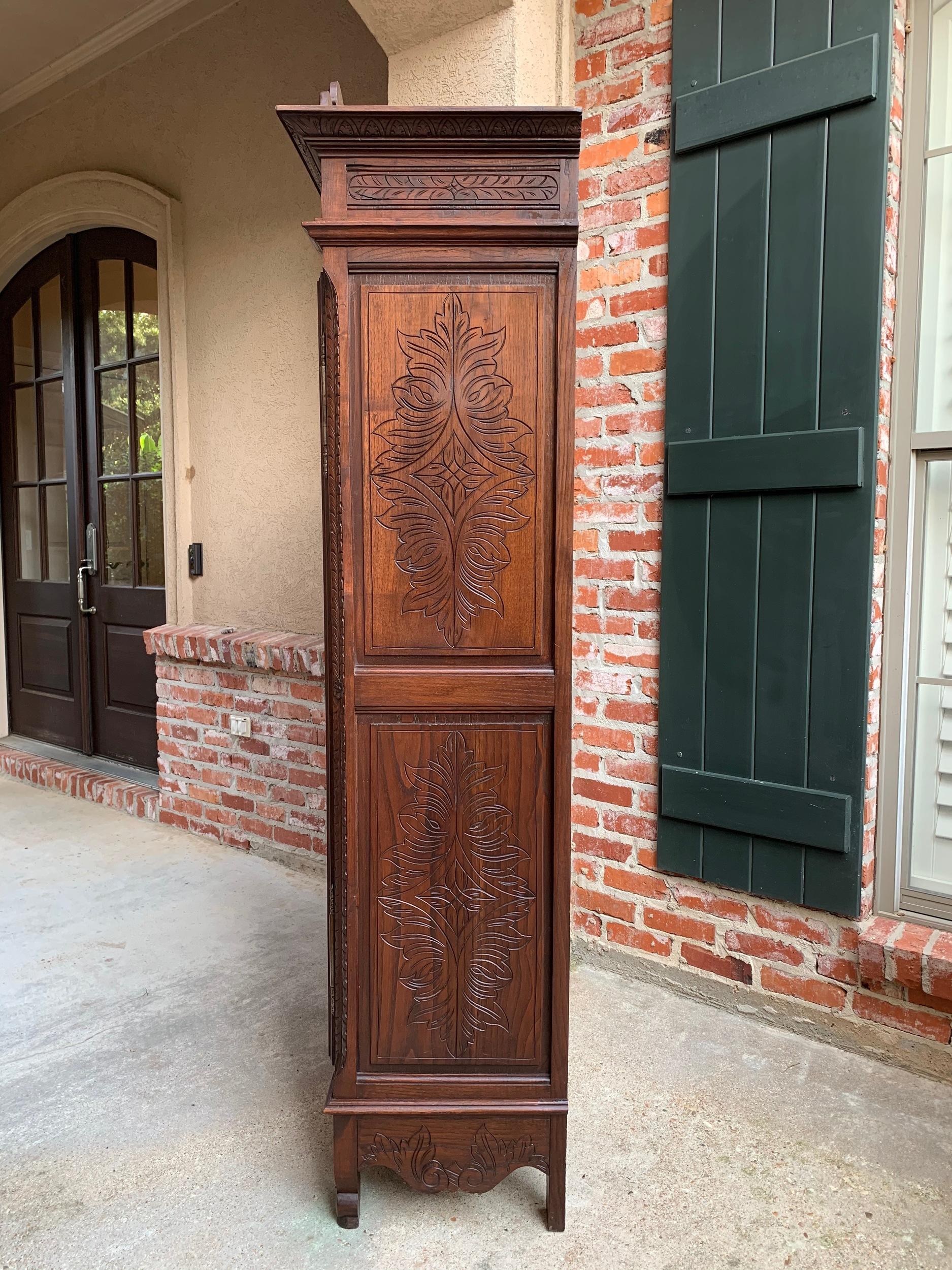 Antique Carved French Brittany Armoire Bonnetiere Cabinet Wardrobe Chestnut 3