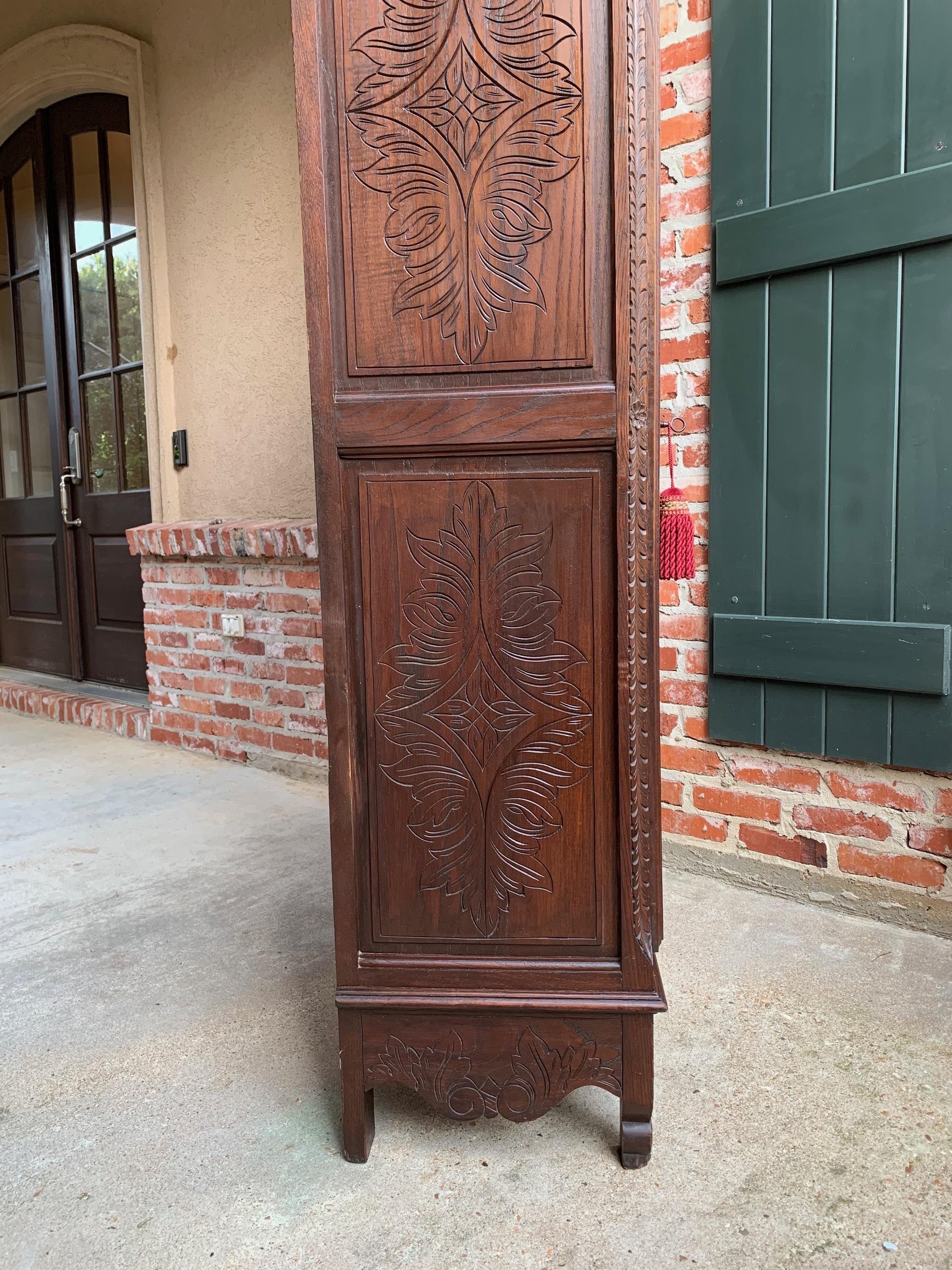 Antique Carved French Brittany Armoire Bonnetiere Cabinet Wardrobe Chestnut 6