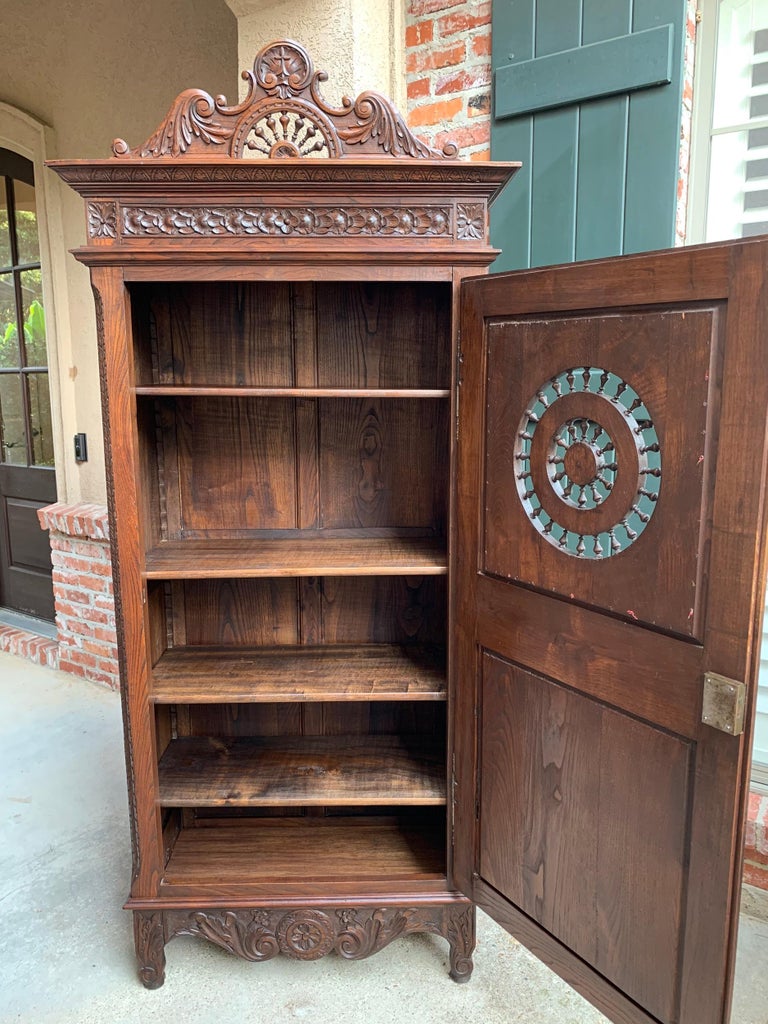 Antique Carved French Brittany Armoire Wardrobe