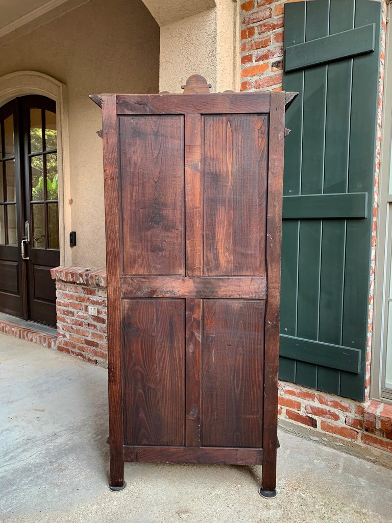 Antique Carved French Brittany Armoire Wardrobe
