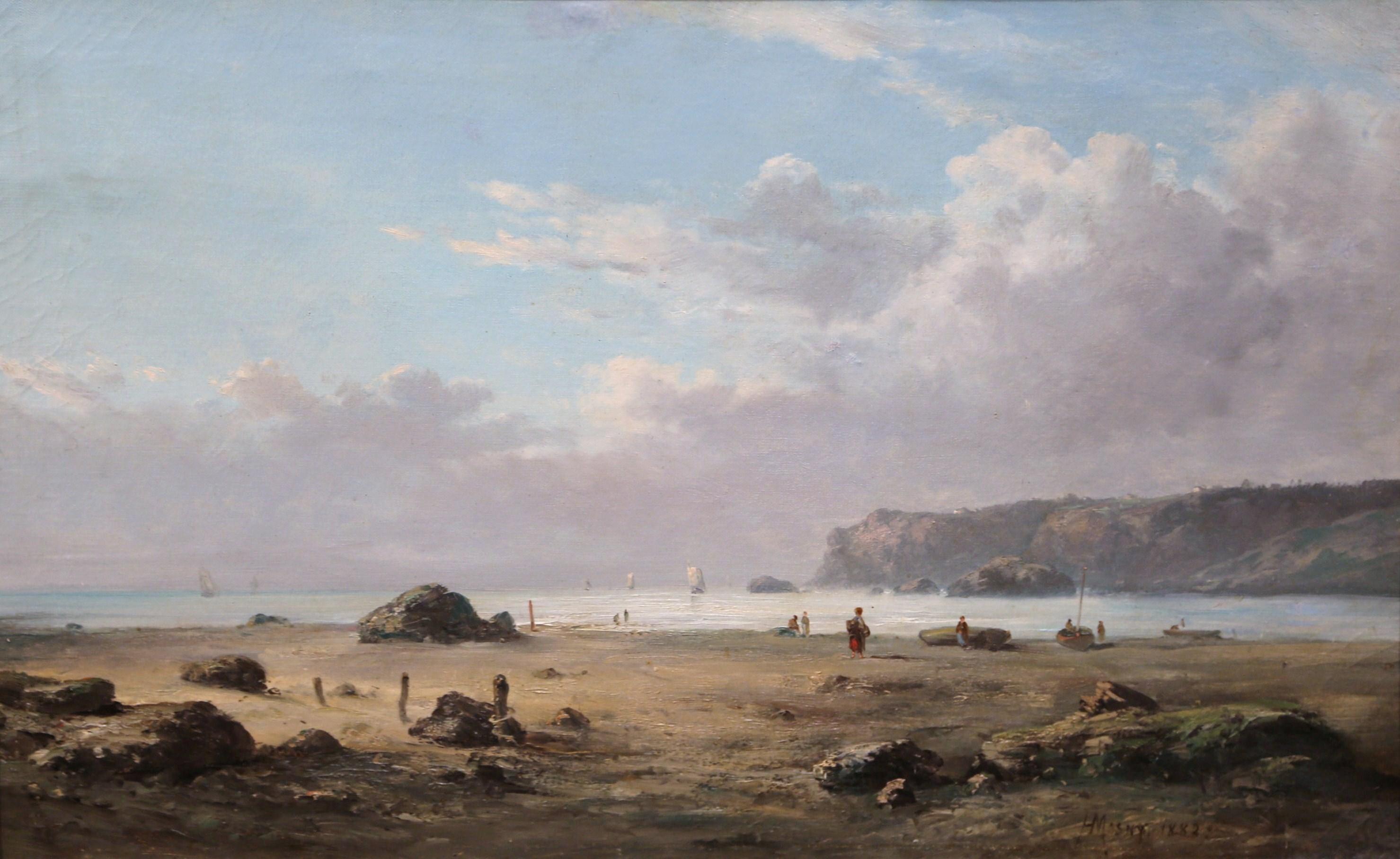 19th Century French Brittany Coast Landscape Painting Signed Masny Dated 1882 3