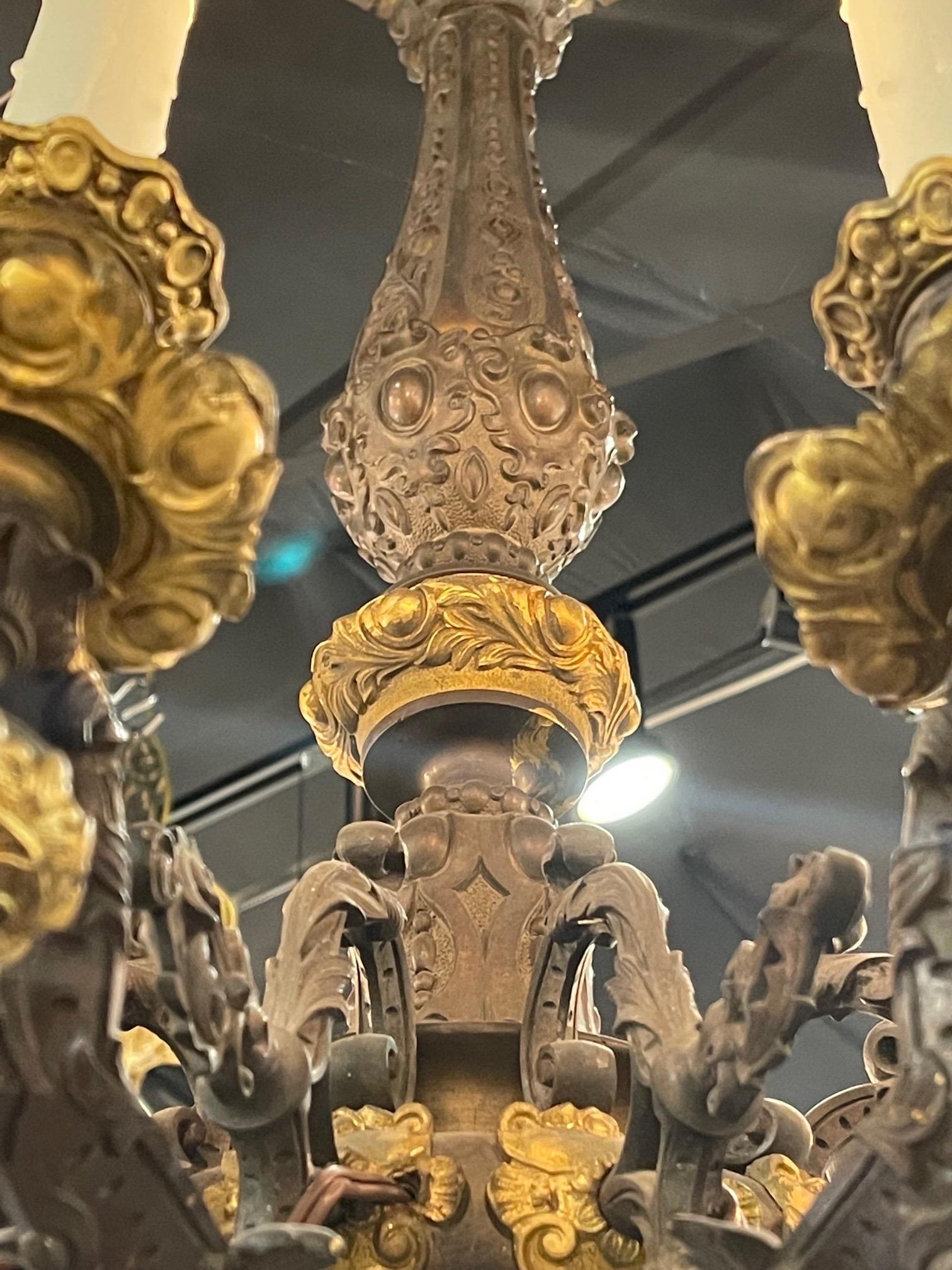 19th Century French Bronze 12 Light Chandelier For Sale 3