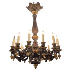 Lustre à 12 feux en bronze français du 19ème siècle
