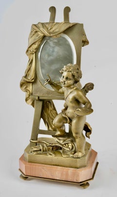 19th Century French Bronze Allegorical Sculpture of Cherub Painter