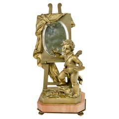 19th Century French Bronze Allegorical Sculpture of Cherub Painter