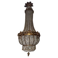 19th Century French Bronze and Beaded Chandelier