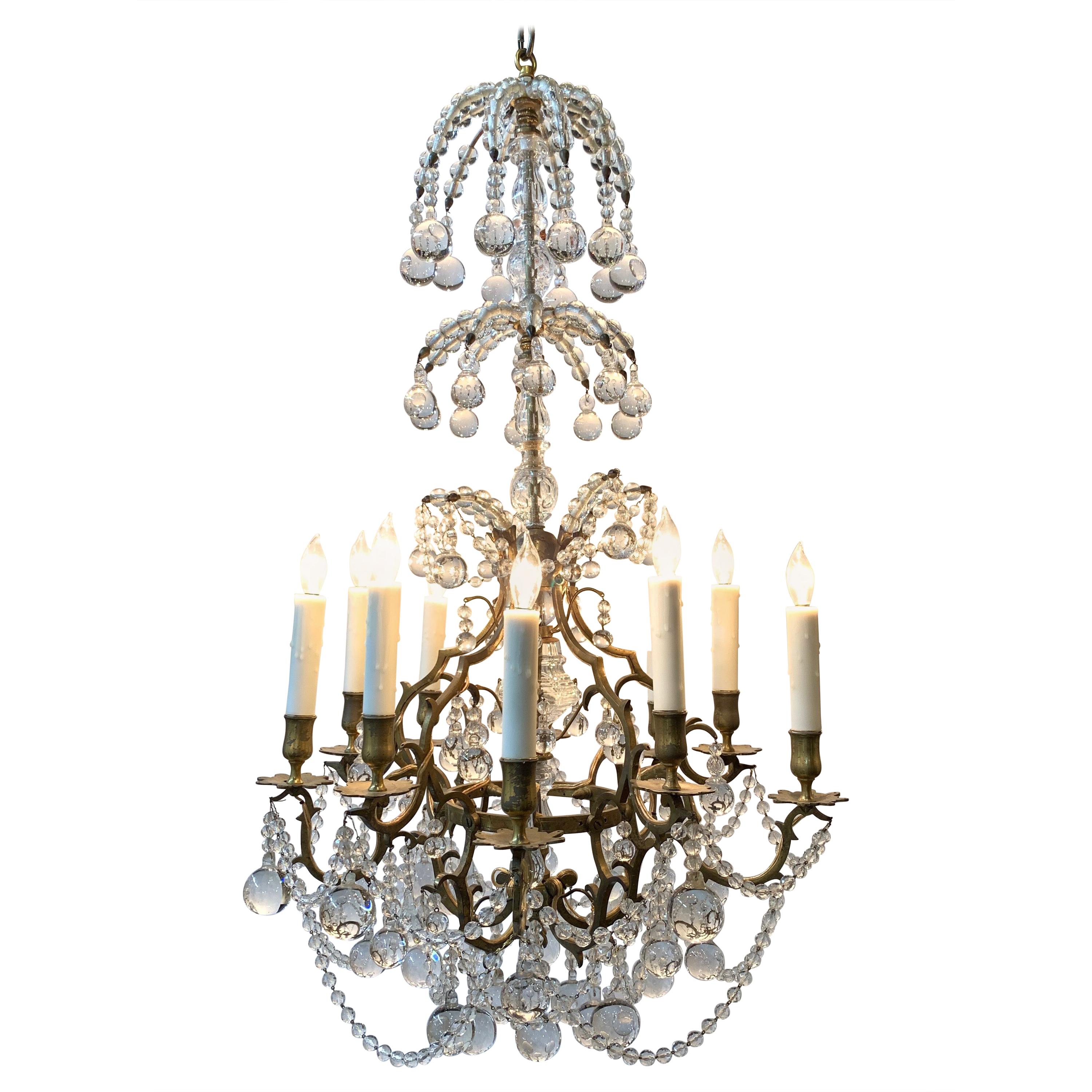 Crystal ball Vintage Chandelier at 1stDibs