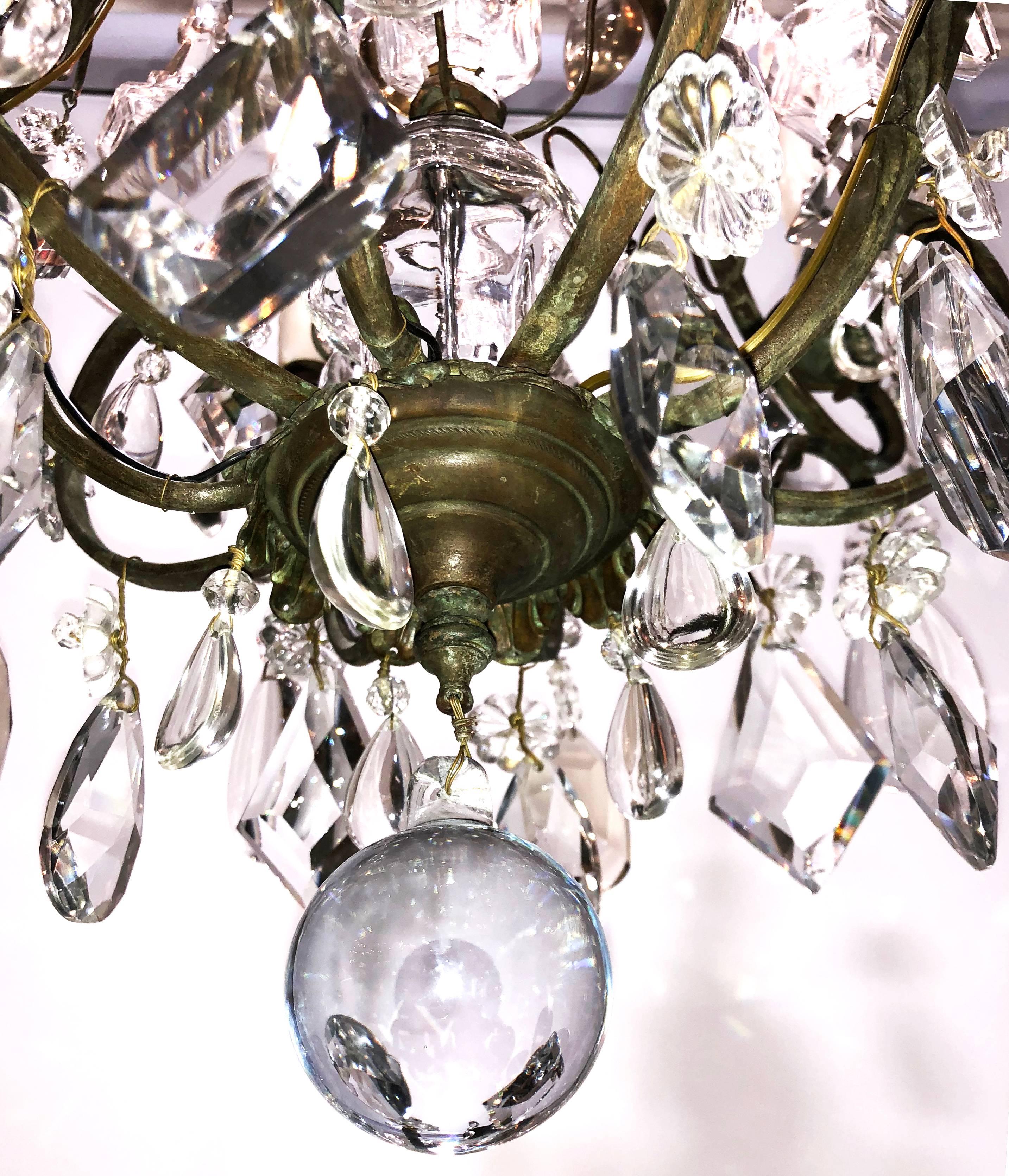 Louis XV 19th Century French Bronze and Crystal Chandelier
