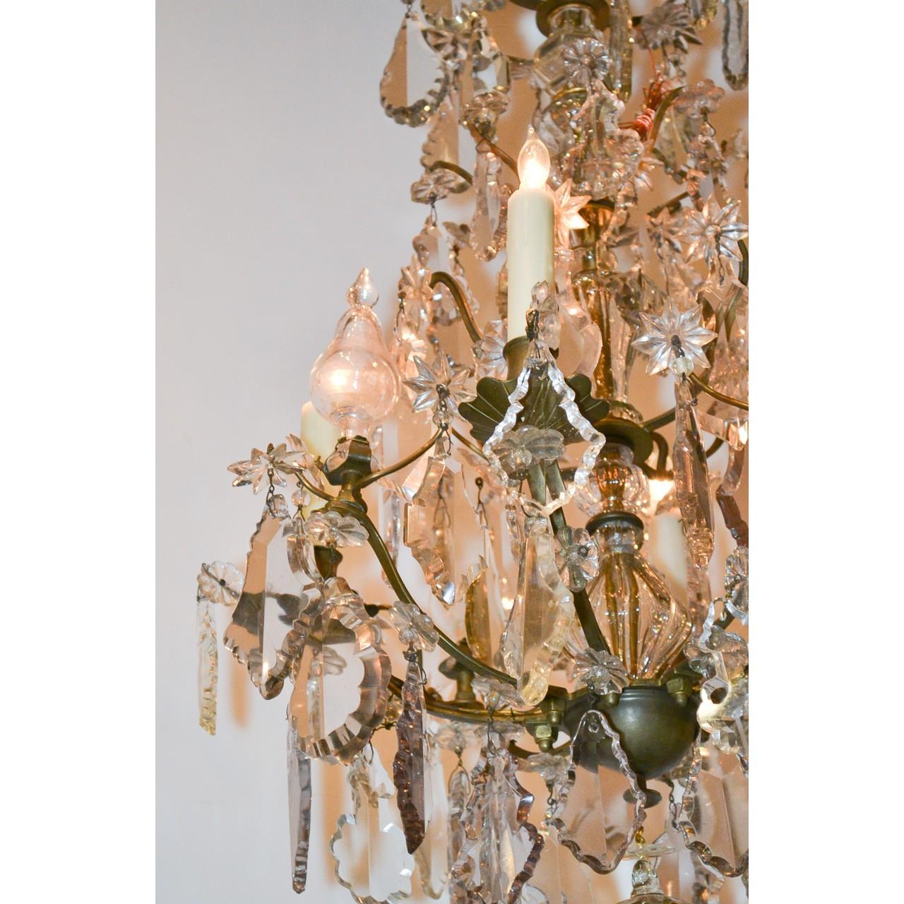 19th Century French Bronze and Crystal Chandelier In Good Condition In Dallas, TX