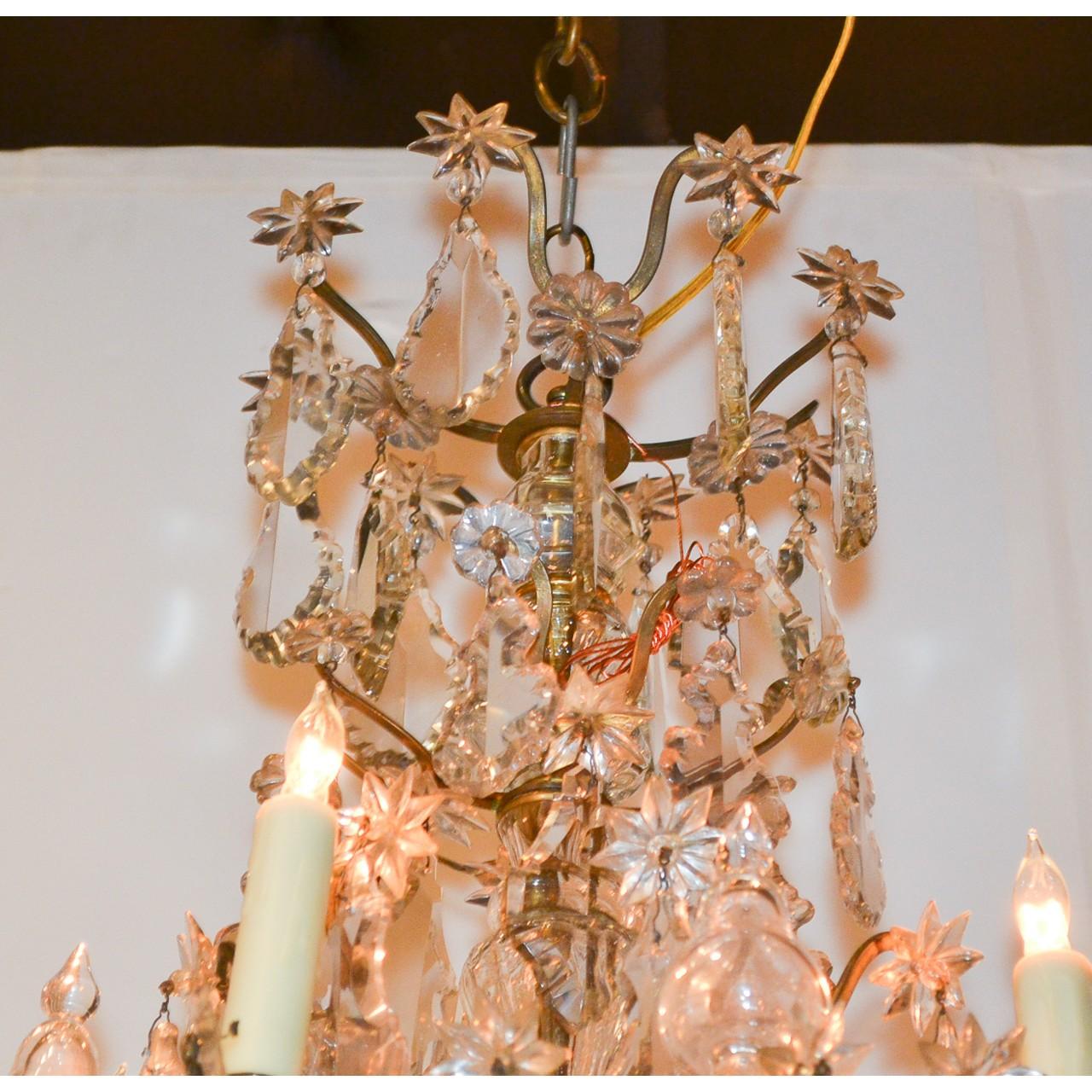 19th Century French Bronze and Crystal Chandelier 1