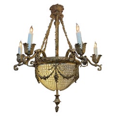 19th Century French Bronze and Crystal Chandelier