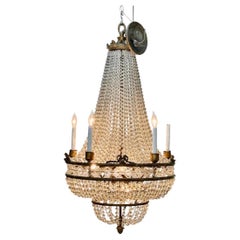 19th Century French Bronze and Crystal Empire Chandelier