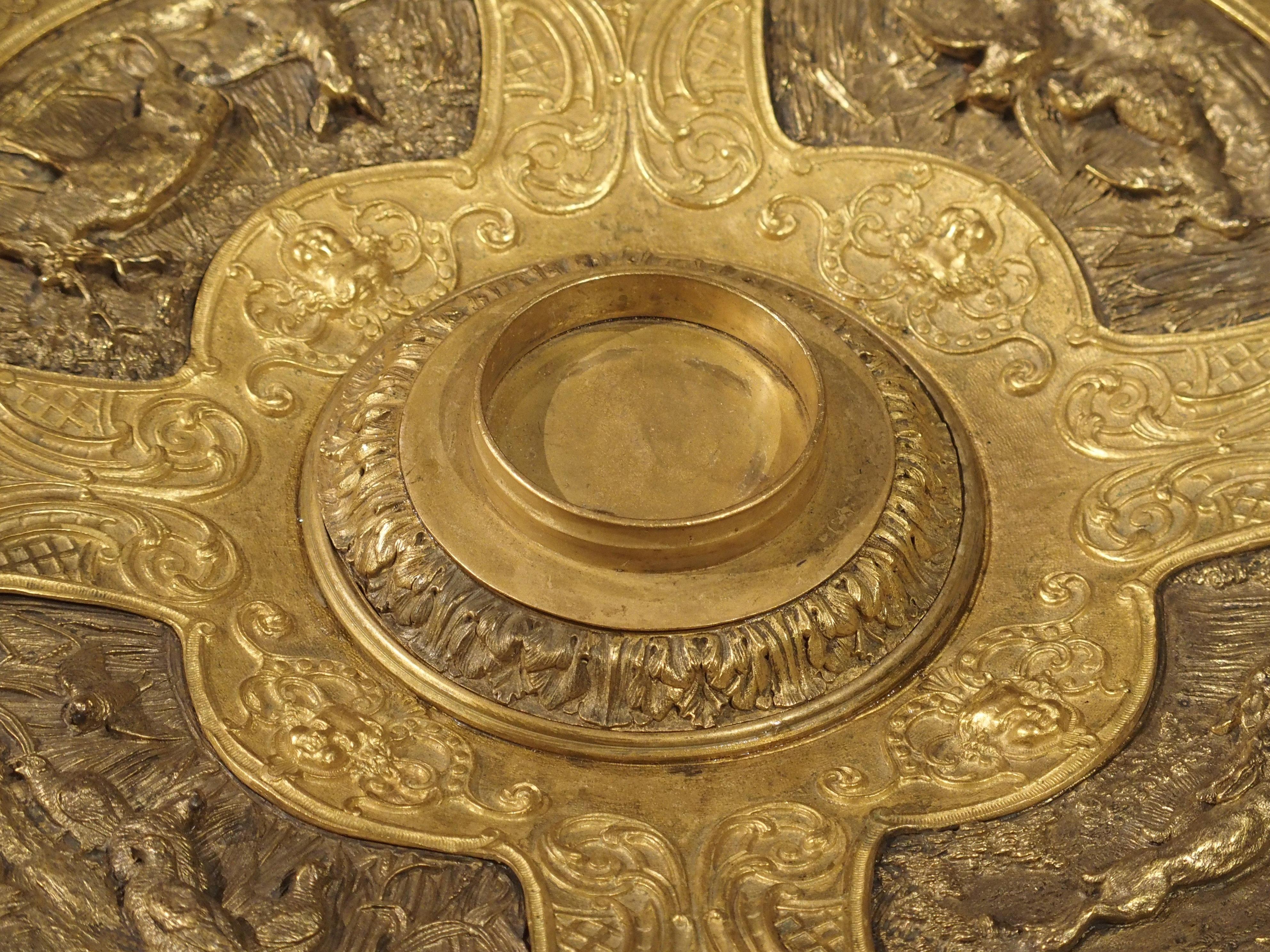 19th Century French Bronze and Crystal Inkwell with Animal Motifs 8