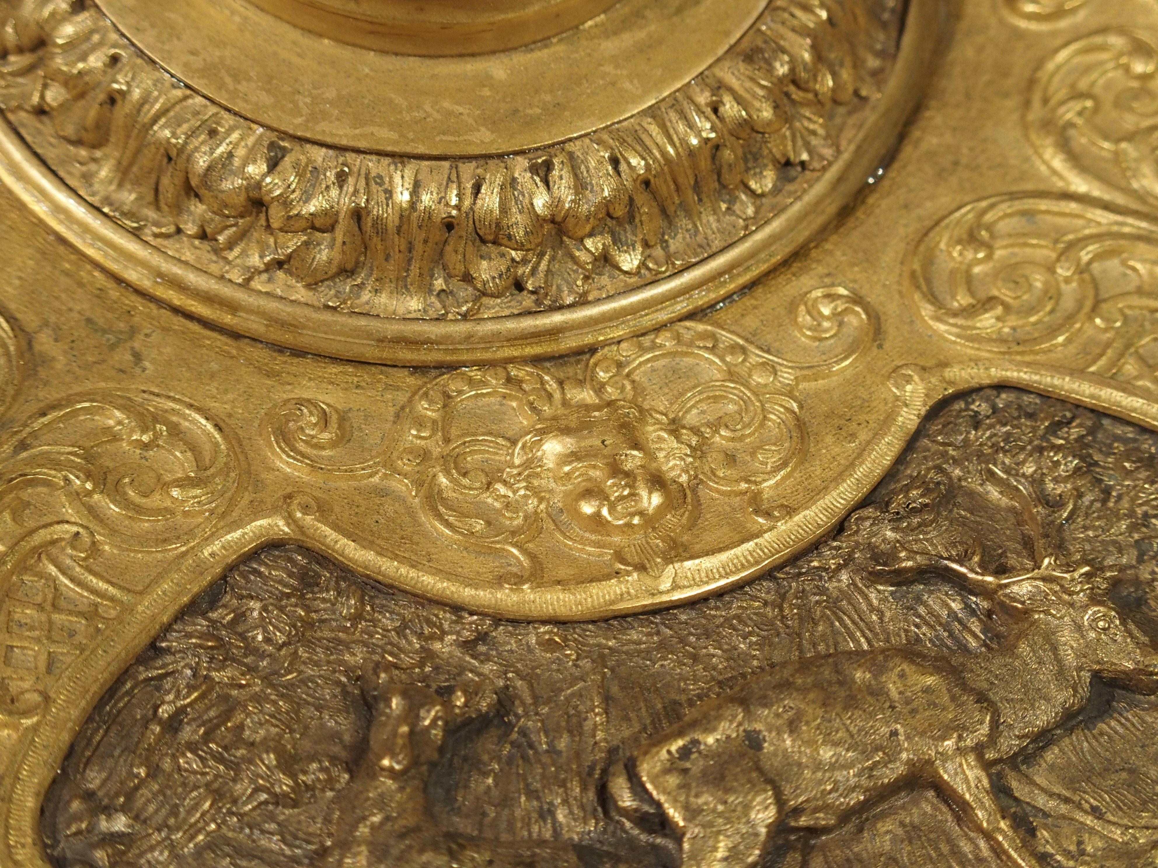 19th Century French Bronze and Crystal Inkwell with Animal Motifs 12