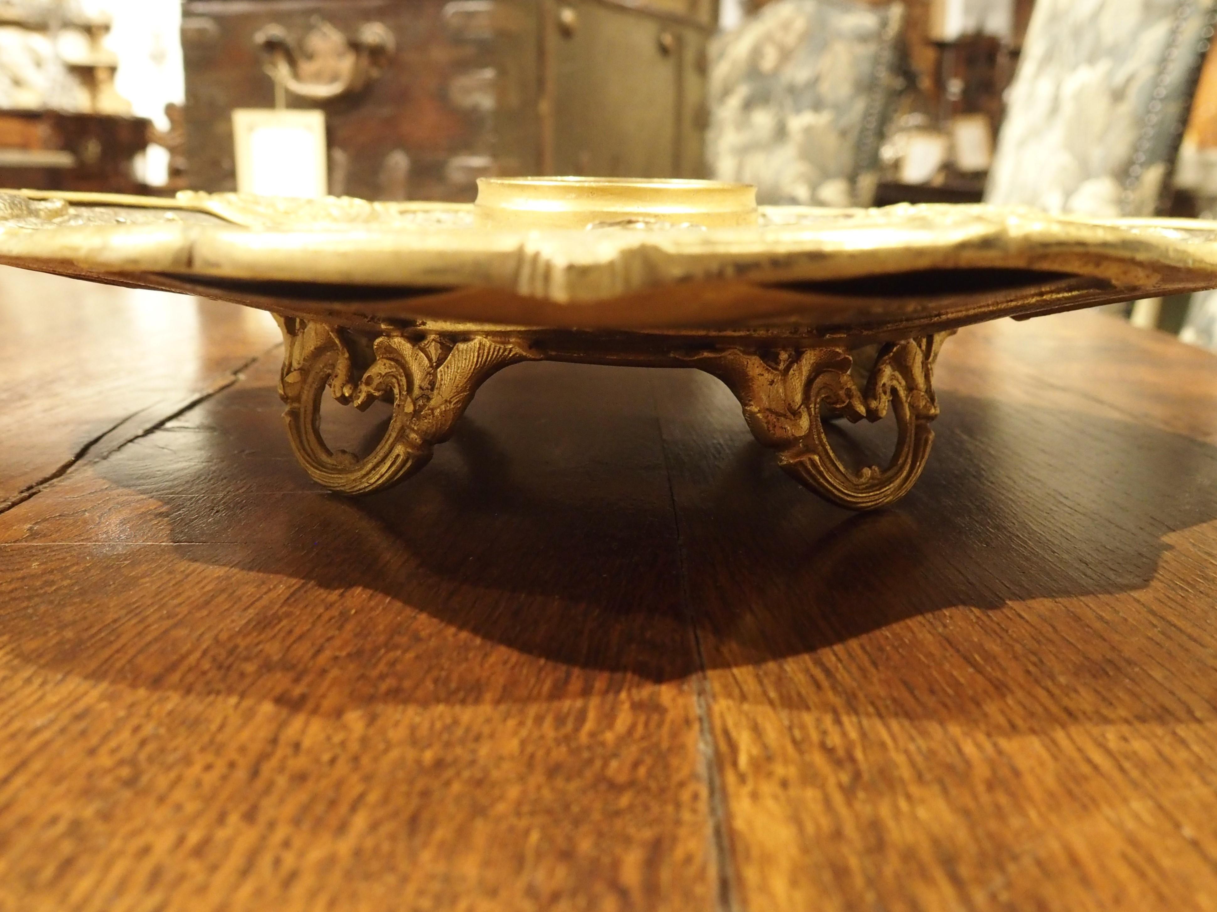 19th Century French Bronze and Crystal Inkwell with Animal Motifs 14