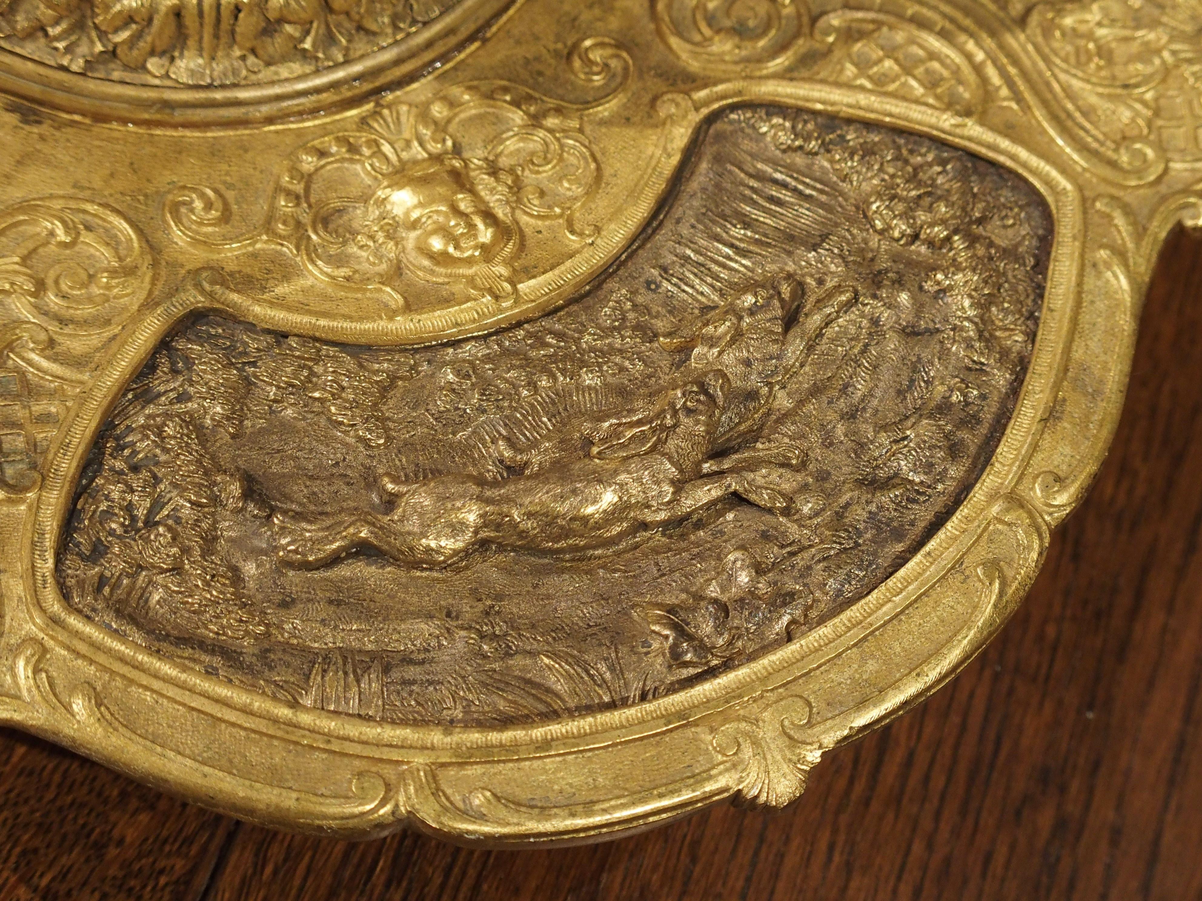 19th Century French Bronze and Crystal Inkwell with Animal Motifs In Good Condition In Dallas, TX