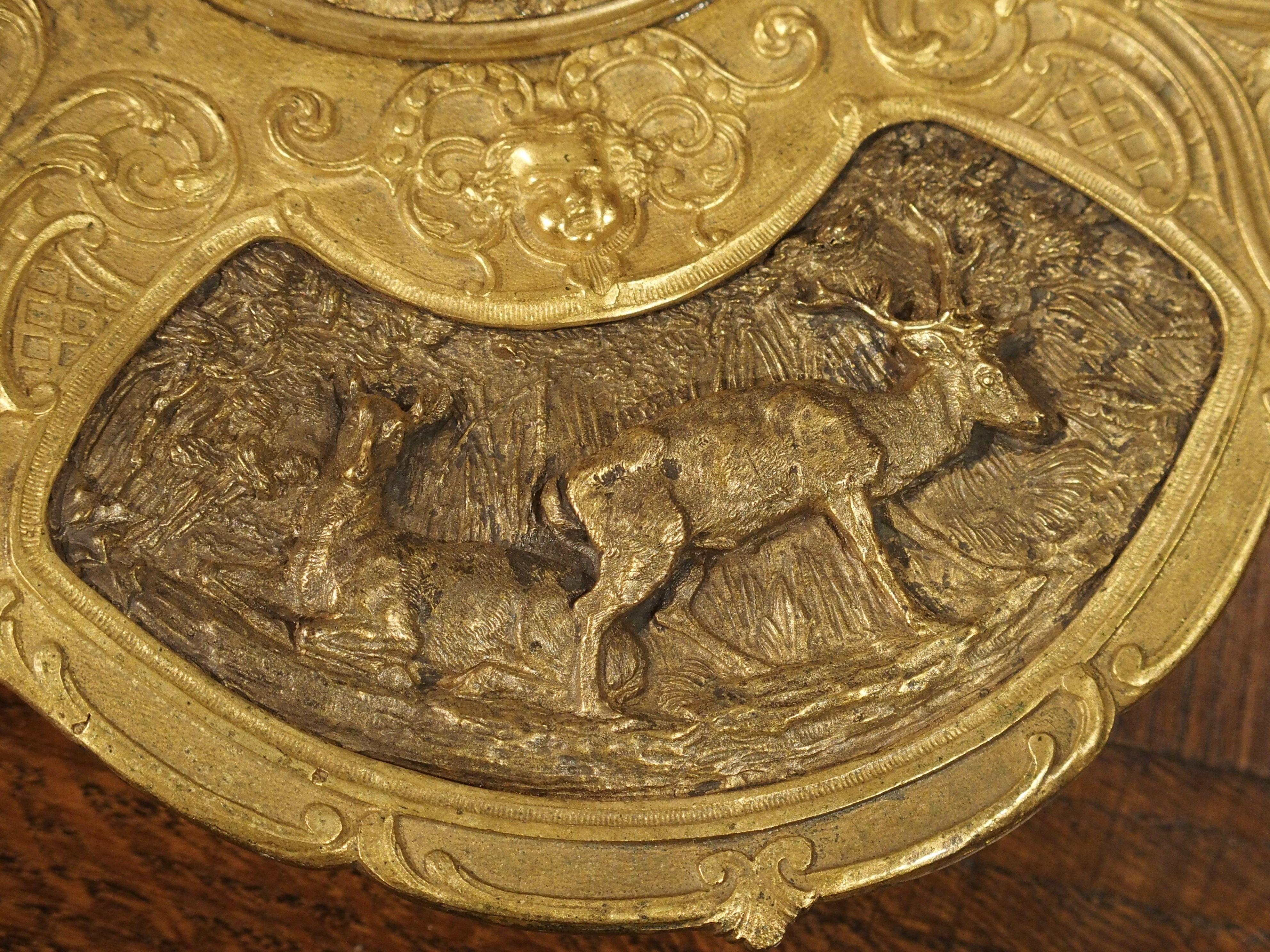 19th Century French Bronze and Crystal Inkwell with Animal Motifs 2